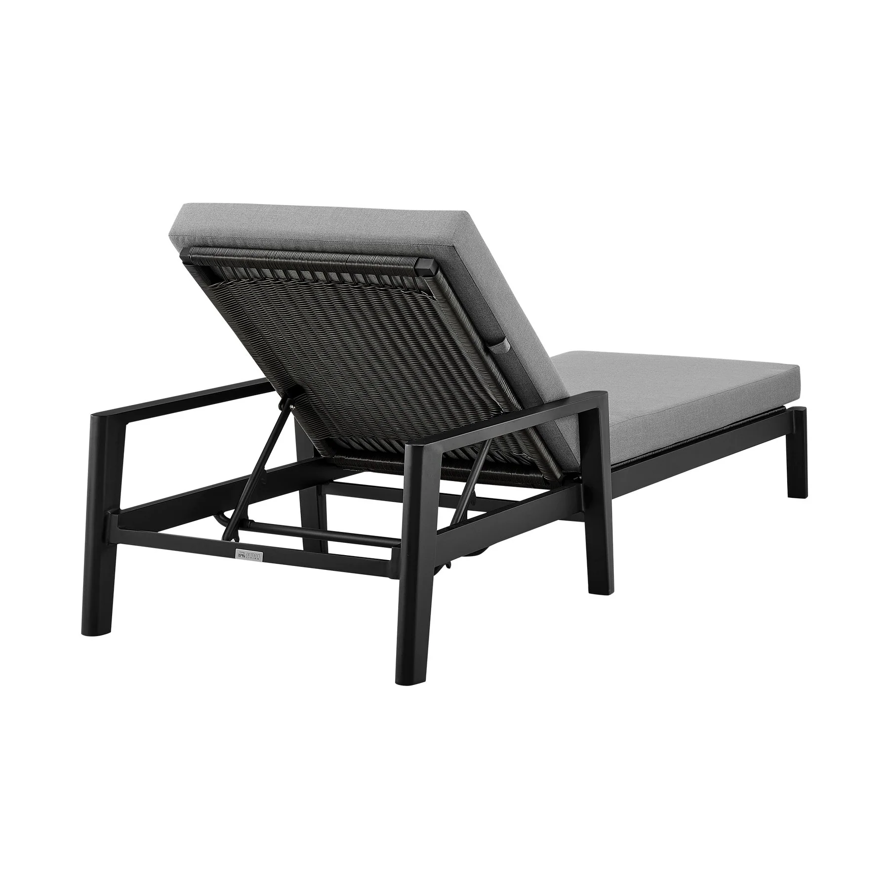 Cayman Outdoor Patio Adjustable Chaise Lounge Chair in Aluminum with Gray Cushions - Image 4
