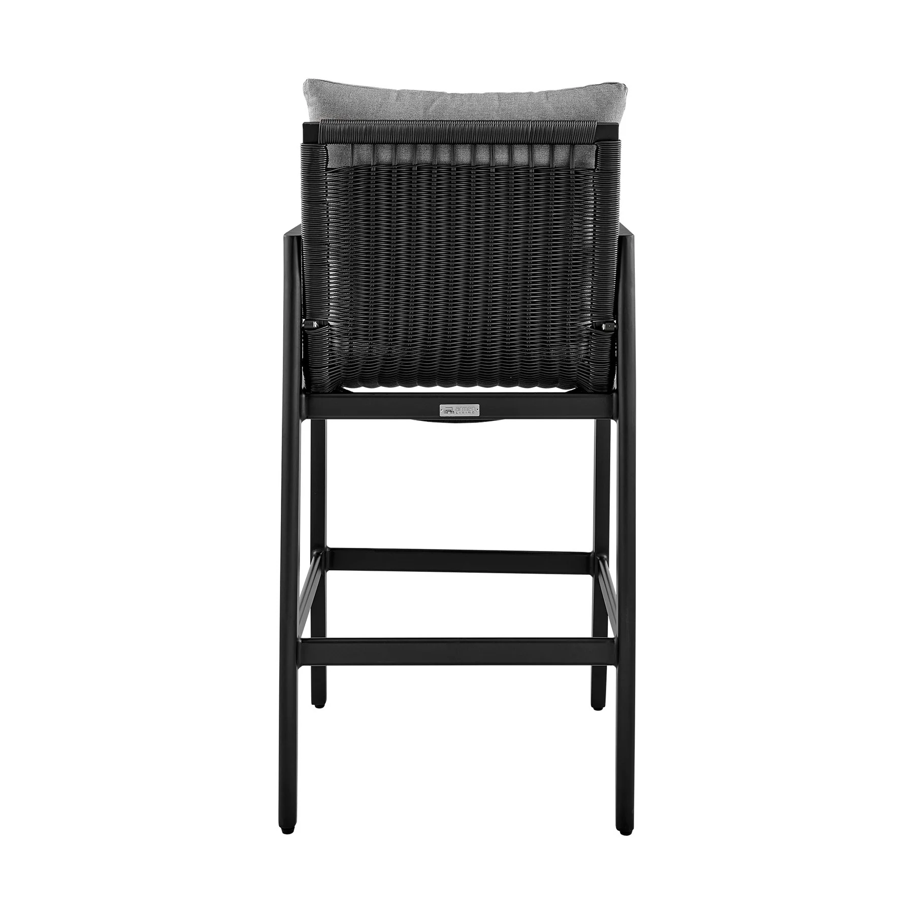 Cayman Outdoor Patio Counter Height Bar Stool in Aluminum with Gray Cushions - Image 5
