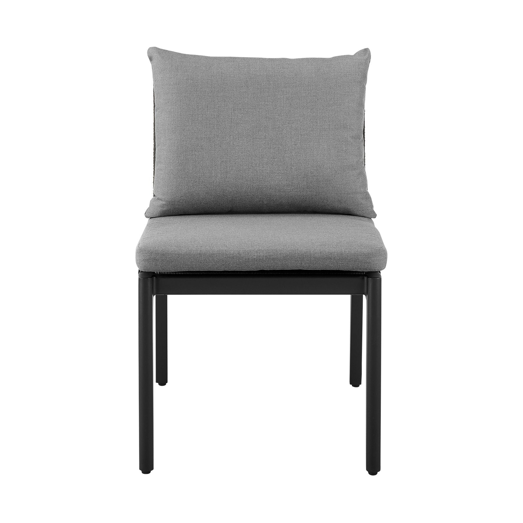 Cayman Outdoor Patio Dining Chairs in Aluminum with Gray Cushions - Set of 2 - Image 3