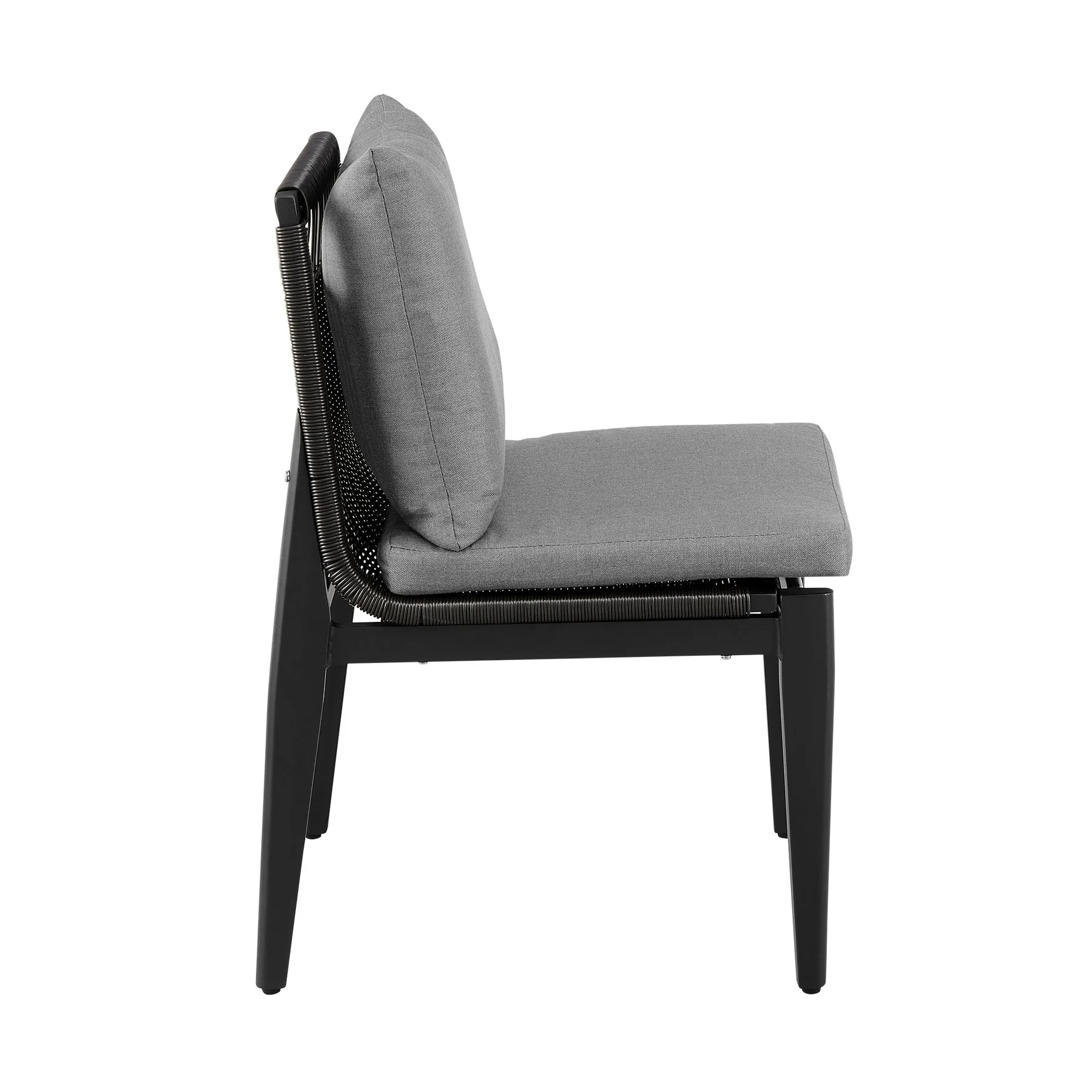 Cayman Outdoor Patio Dining Chairs in Aluminum with Gray Cushions - Set of 2 - Image 4