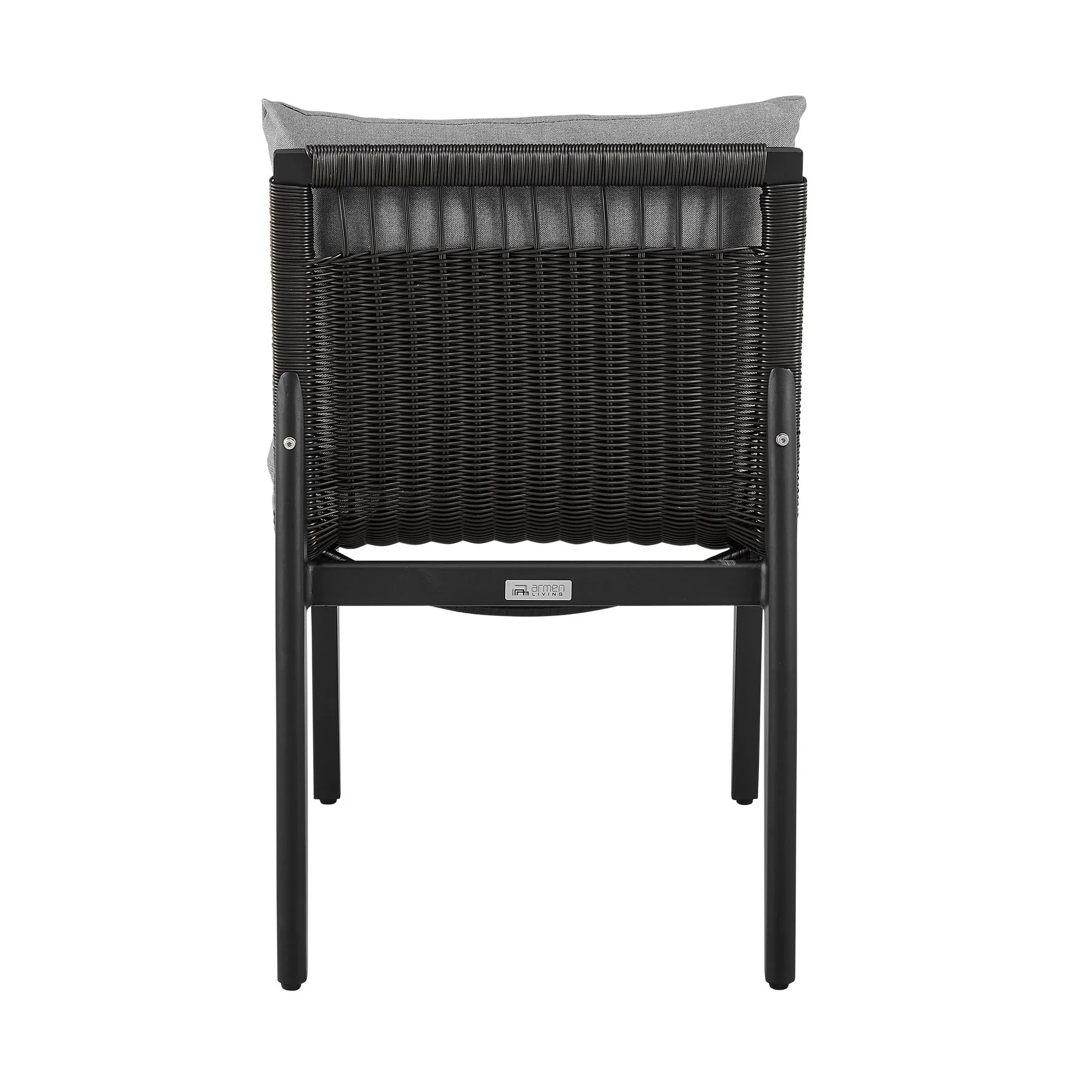 Cayman Outdoor Patio Dining Chairs in Aluminum with Gray Cushions - Set of 2 - Image 6