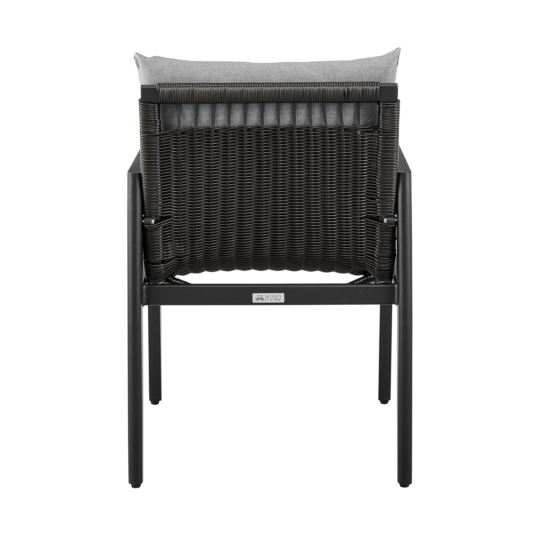 Cayman Outdoor Patio Dining Chairs with Arms in Aluminum with Gray Cushions - Set of 2 - Image 6