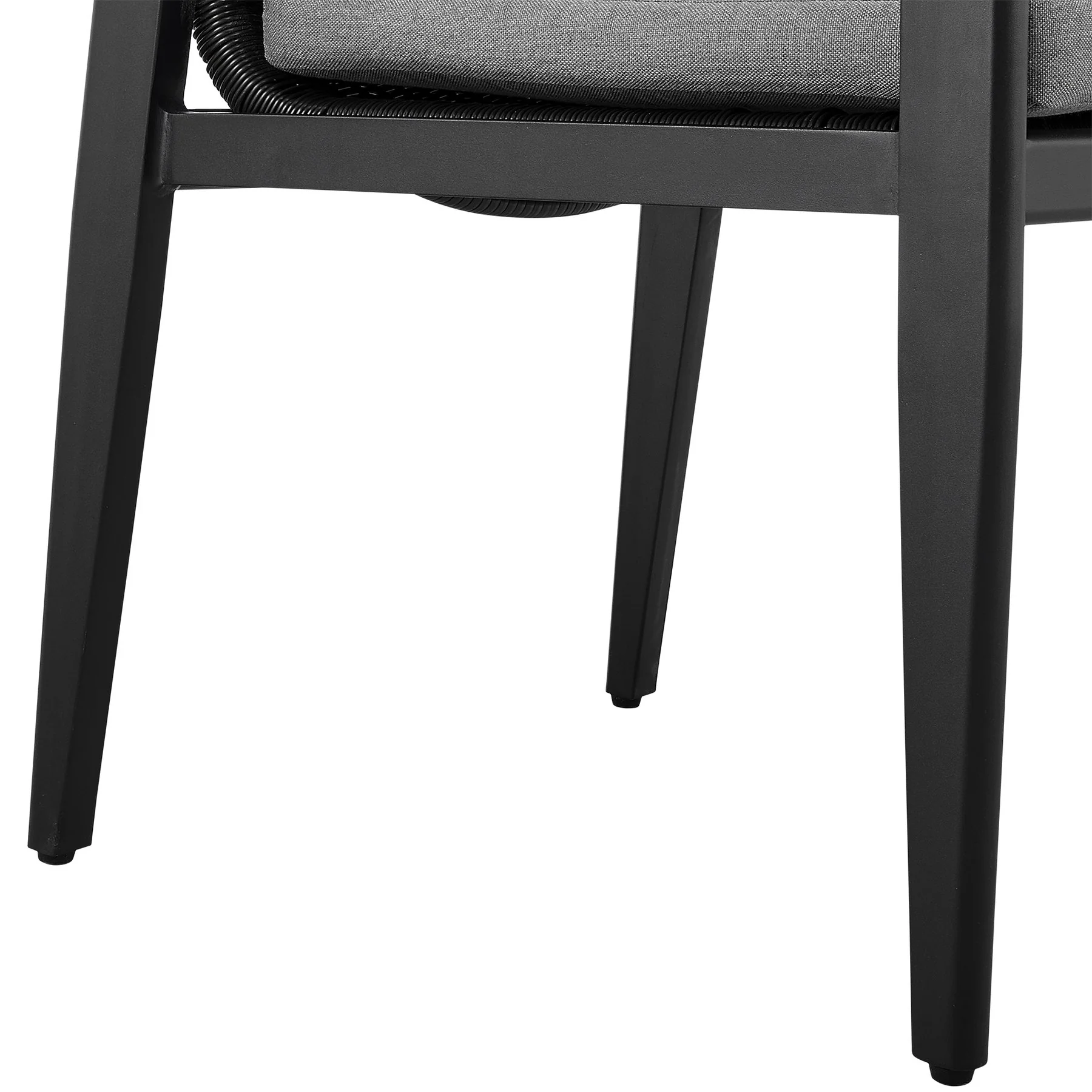 Cayman Outdoor Patio Dining Chairs with Arms in Aluminum with Gray Cushions - Set of 2 - Image 8