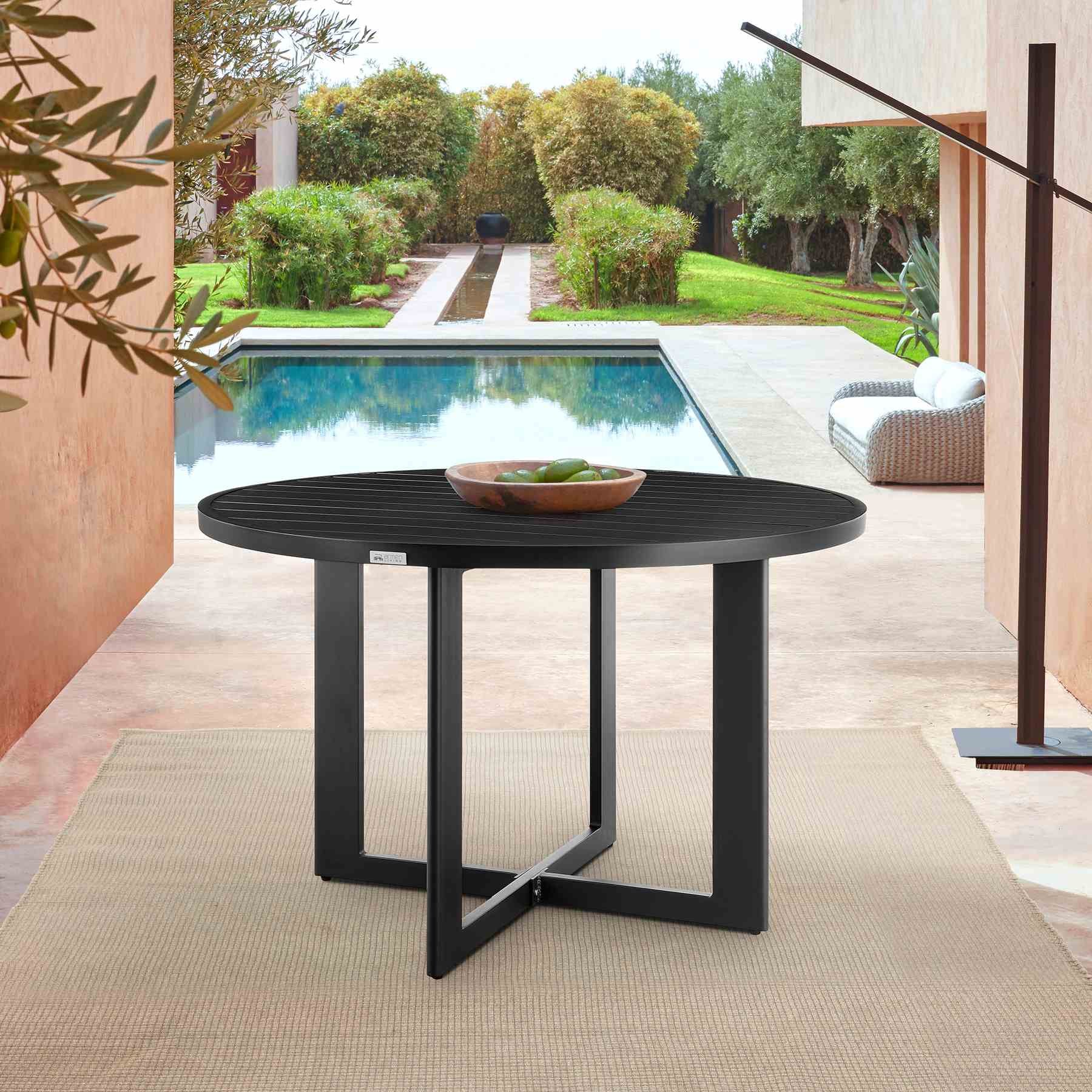 Cayman Outdoor Patio Round Dining Table in Aluminum - Image 8