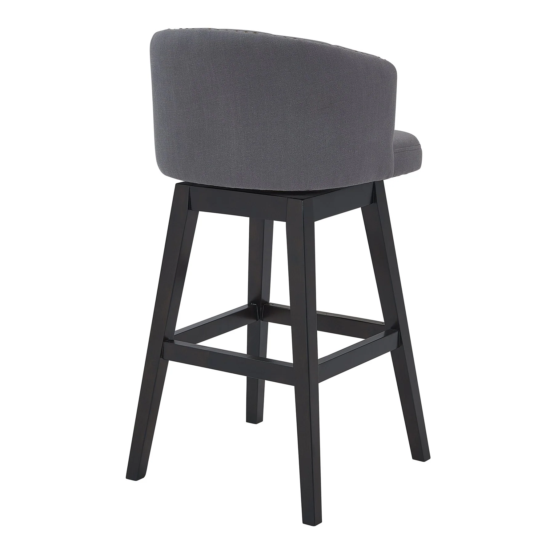 Celine 26" Counter Height Swivel Gray Fabric and Espresso Wood Bar Stool - Image 3