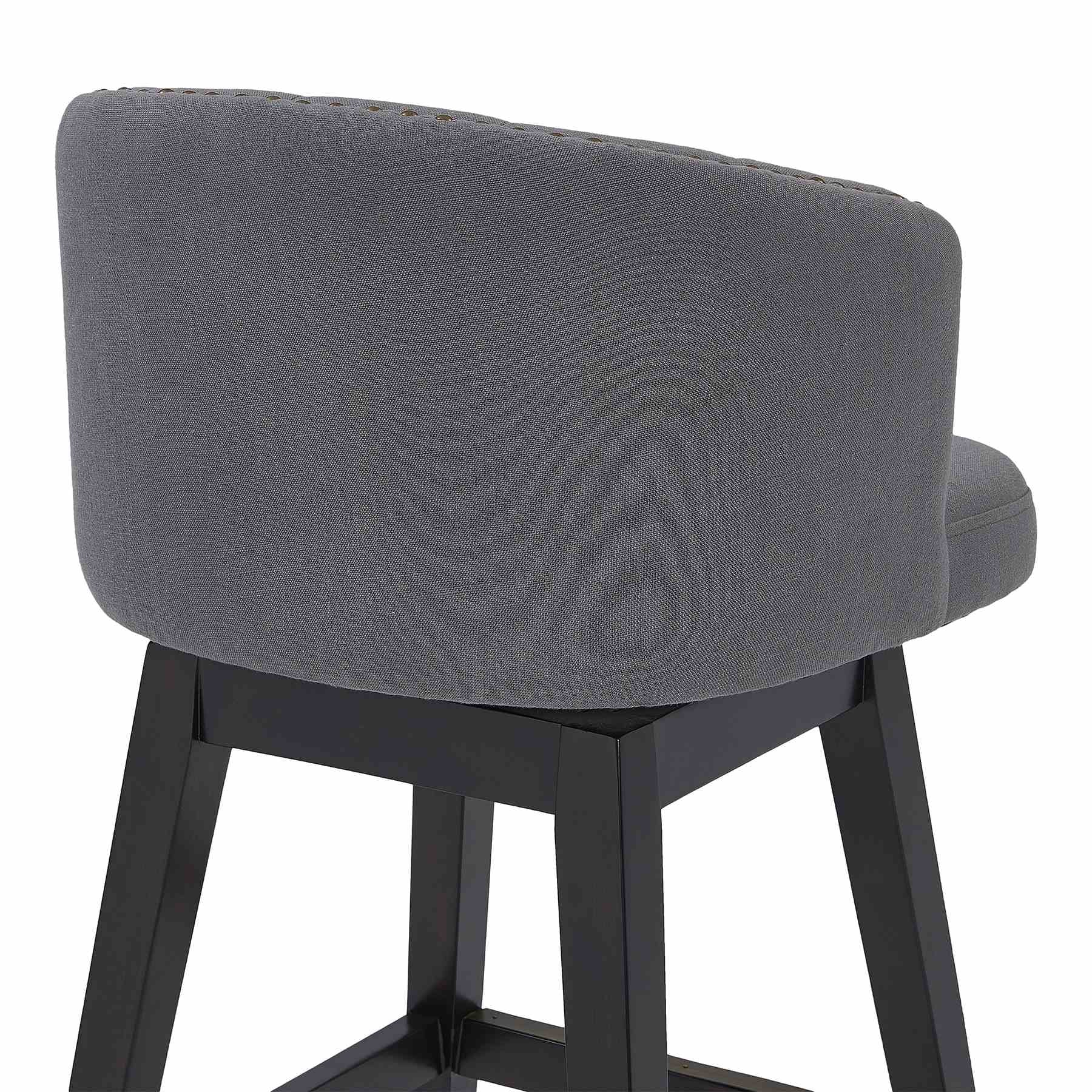 Celine 26" Counter Height Swivel Gray Fabric and Espresso Wood Bar Stool - Image 5