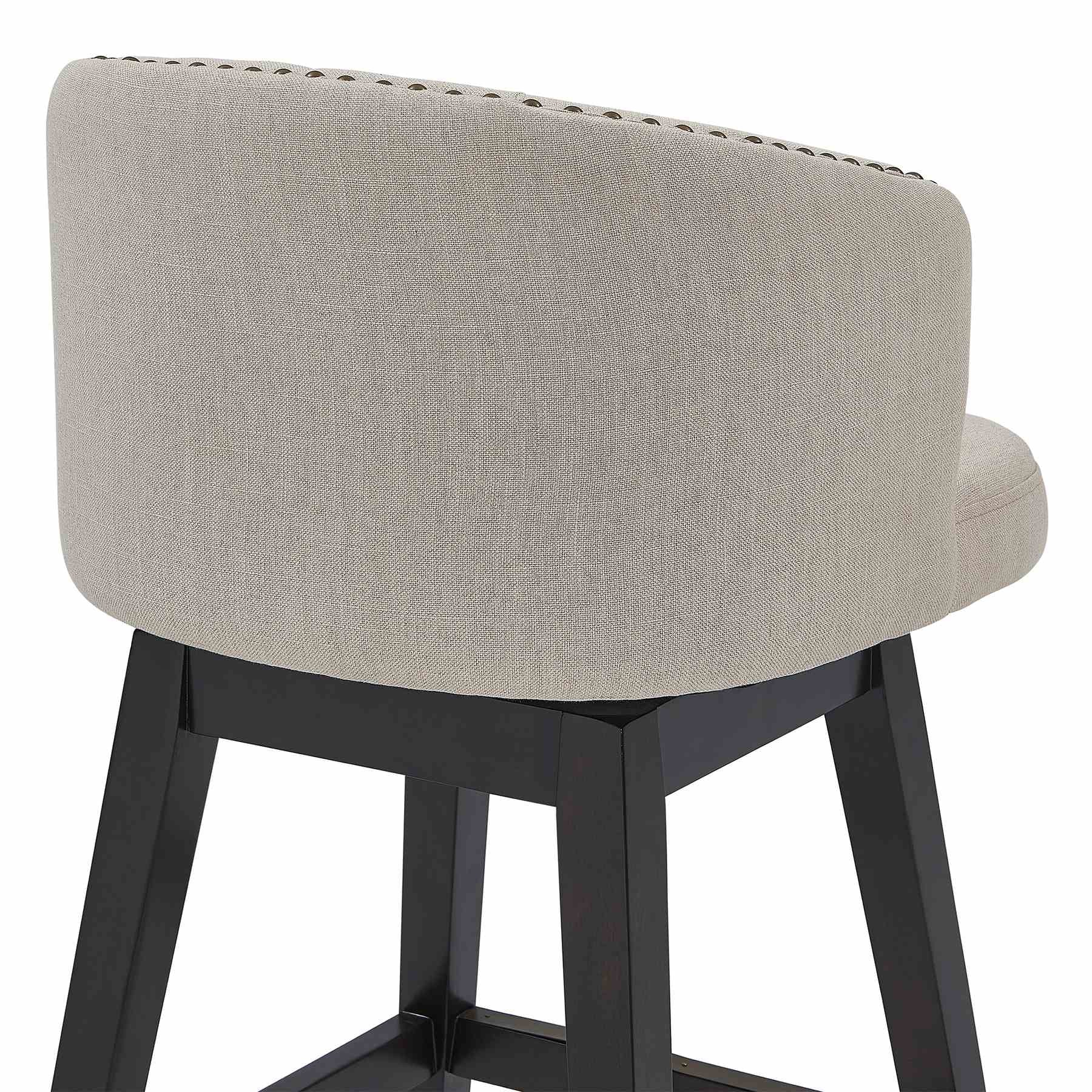 Celine 26" Counter Height Swivel Tan Fabric and Espresso Wood Bar Stool - Image 5