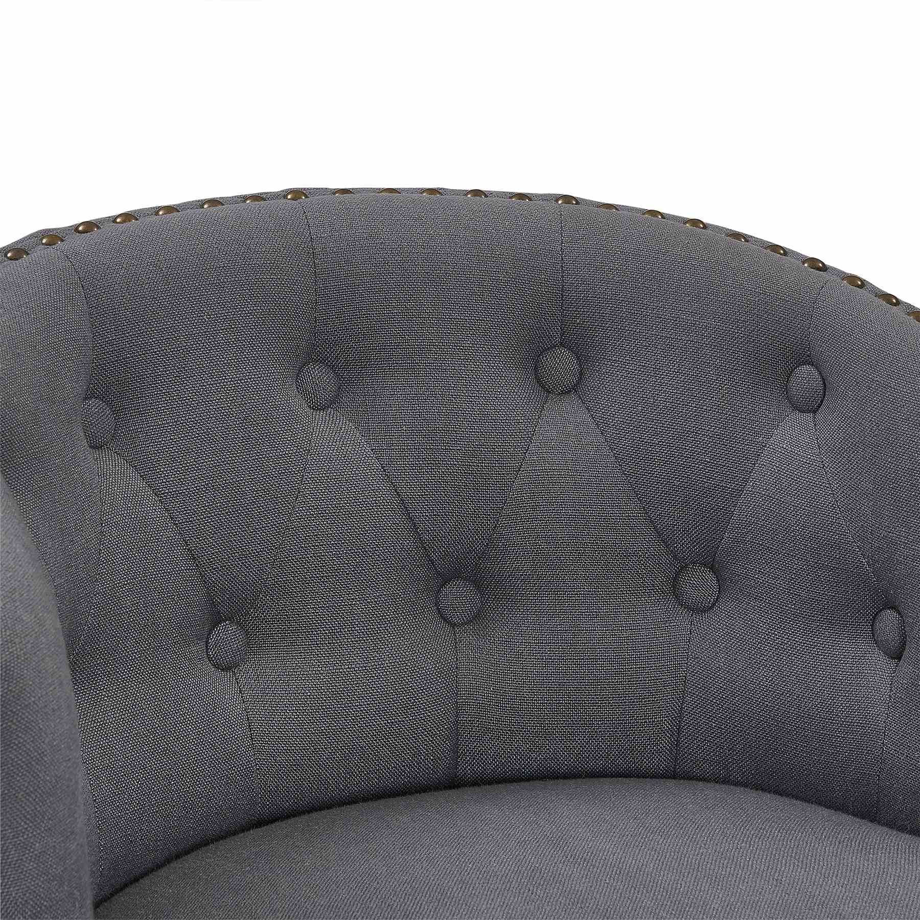 Celine 30" Bar Height Swivel Gray Fabric and Espresso Wood Bar Stool - Image 7