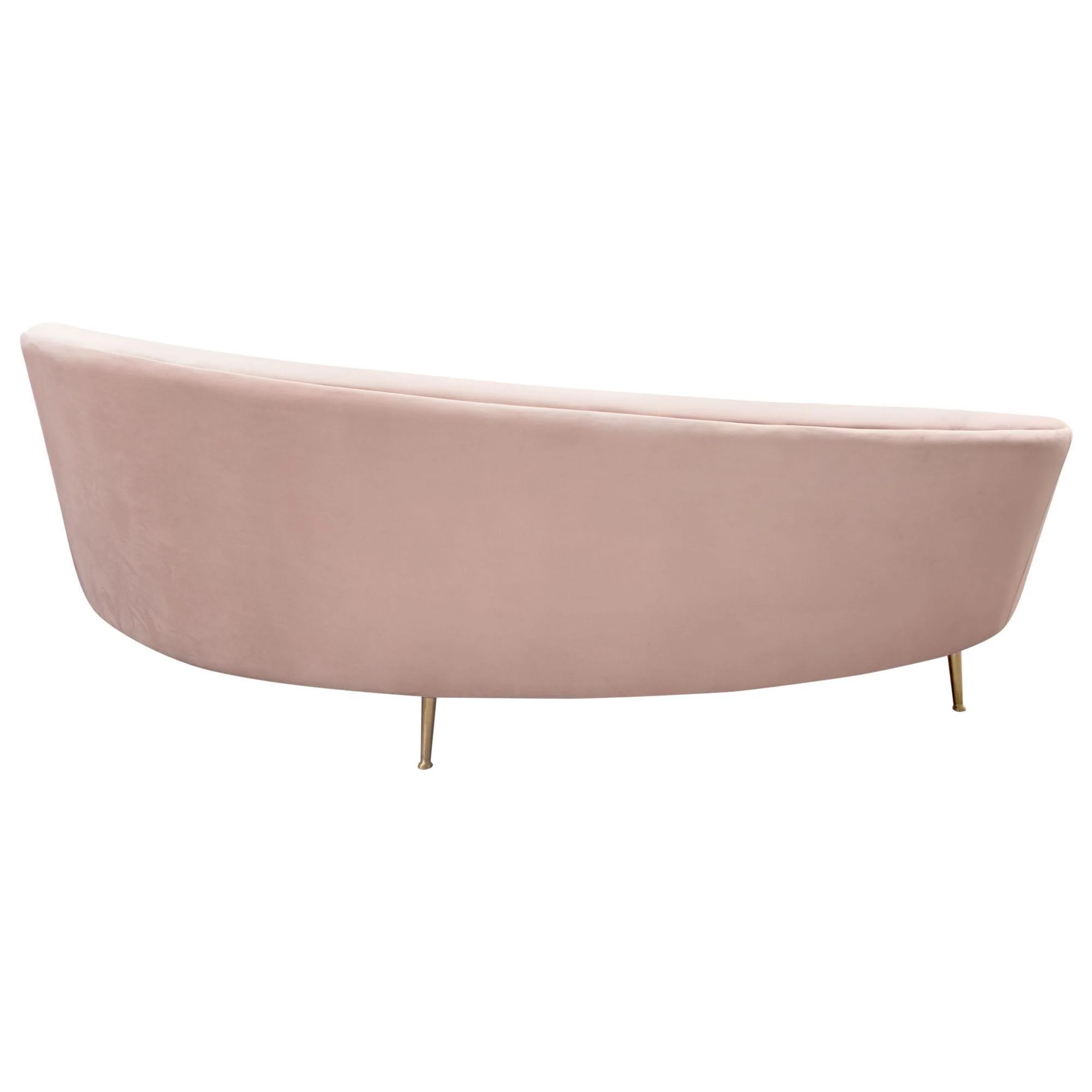 Celine Curved Sofa with Contoured Back in Blush Pink Velvet and Gold Metal Legs by Diamond Sofa - Image 5
