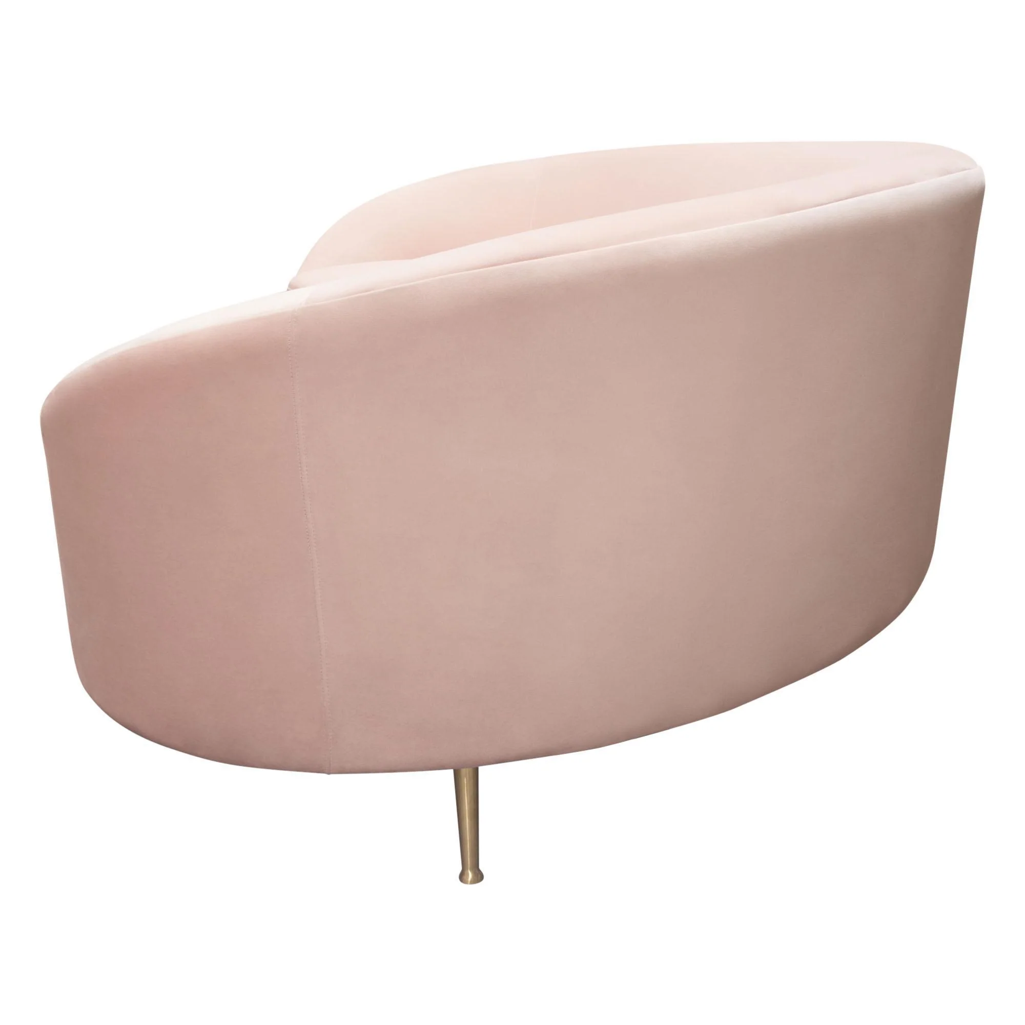 Celine Curved Sofa with Contoured Back in Blush Pink Velvet and Gold Metal Legs by Diamond Sofa - Image 6