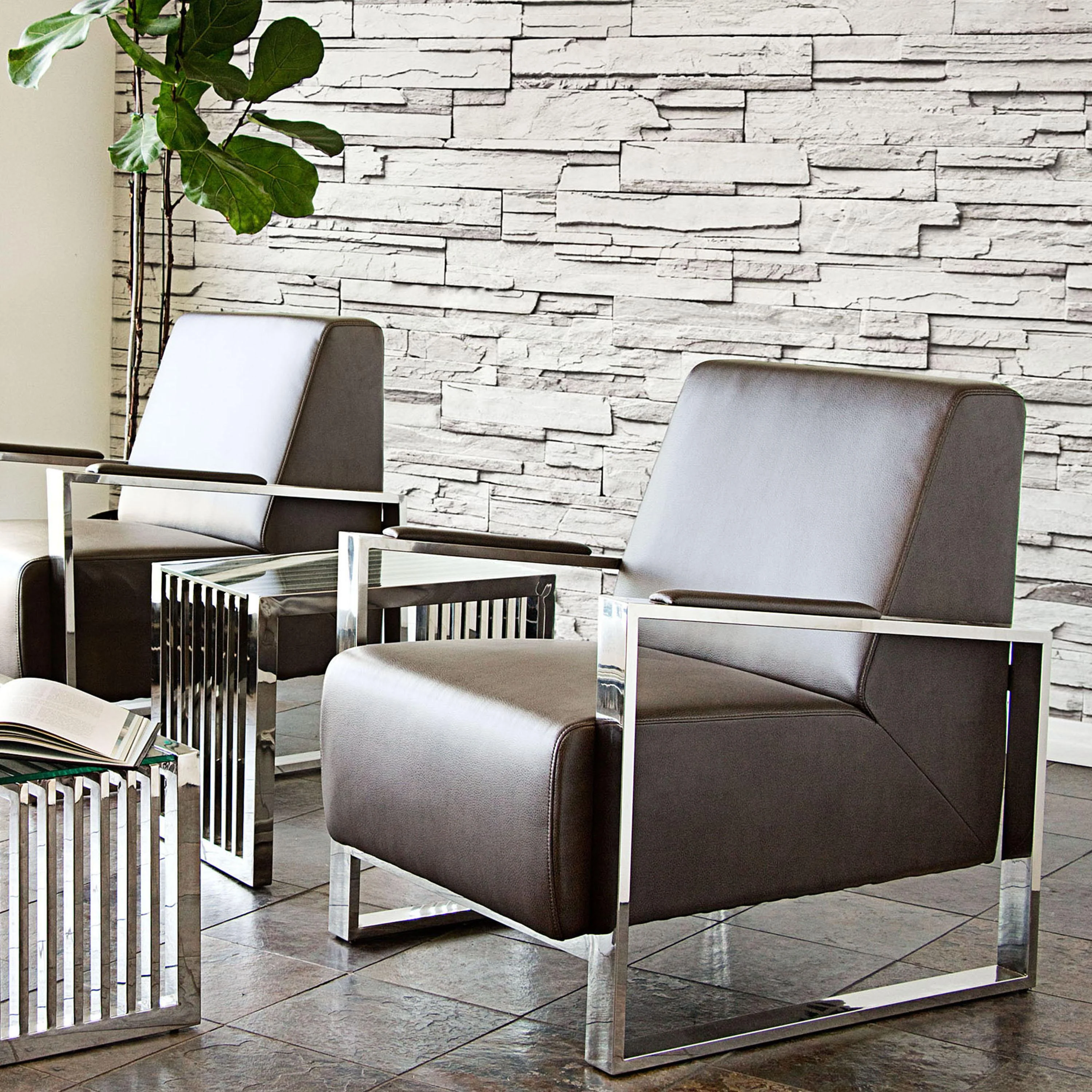 Century Accent Chair w/ Stainless Steel Frame by Diamond Sofa - Elephant Grey - Image 6