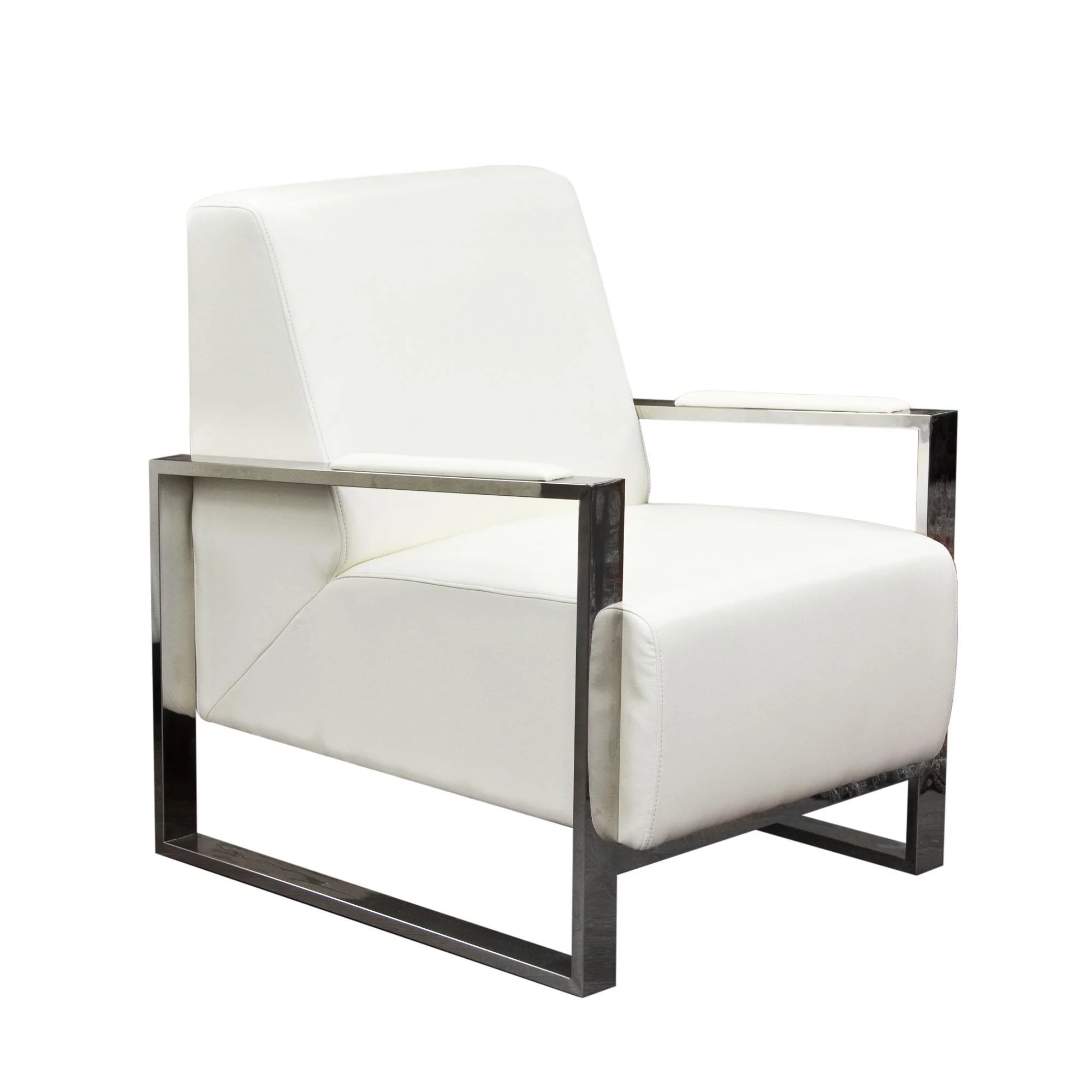 Century Accent Chair w/ Stainless Steel Frame by Diamond Sofa - White - Image 2