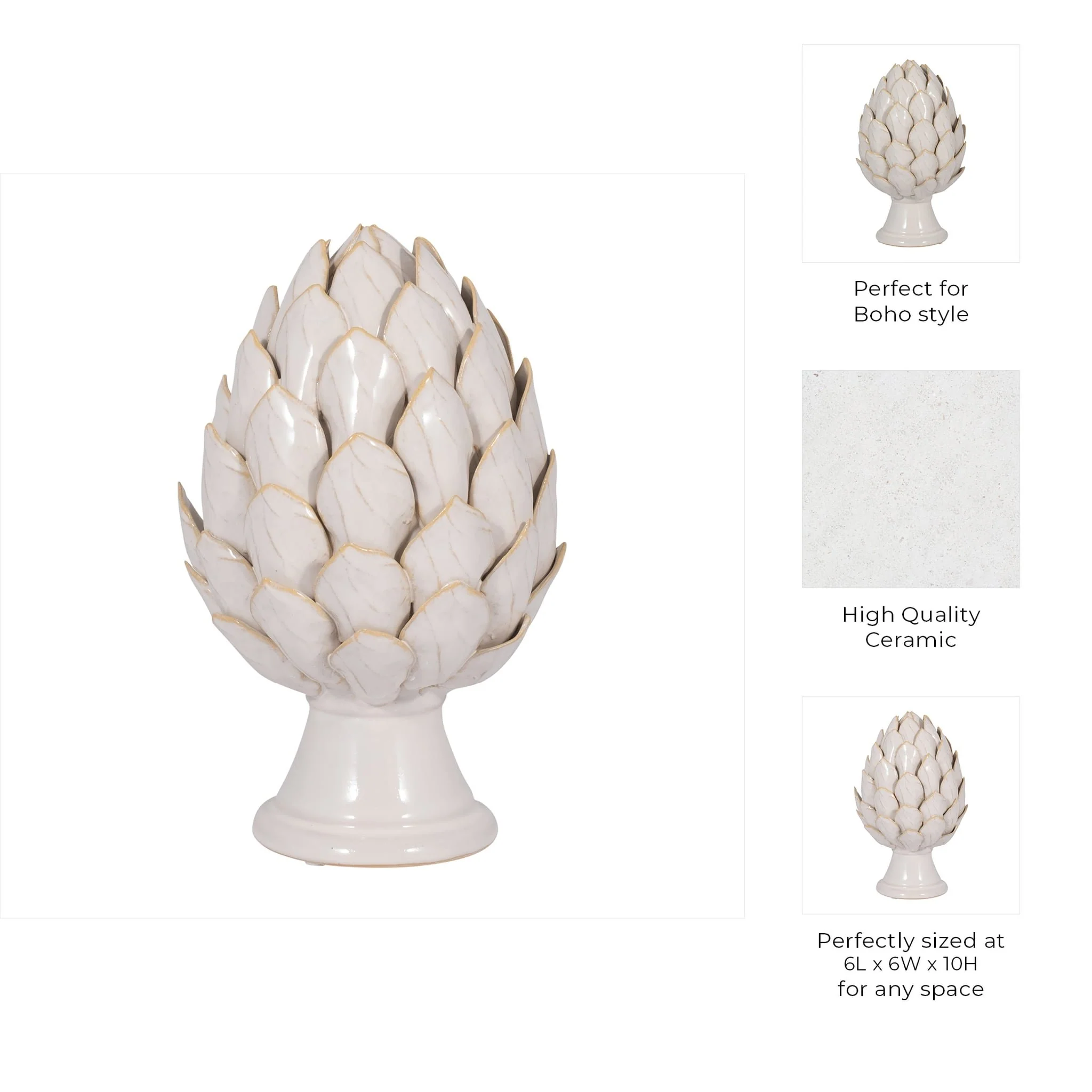 Cer, 10" Artichoke, Ivory - Image 8