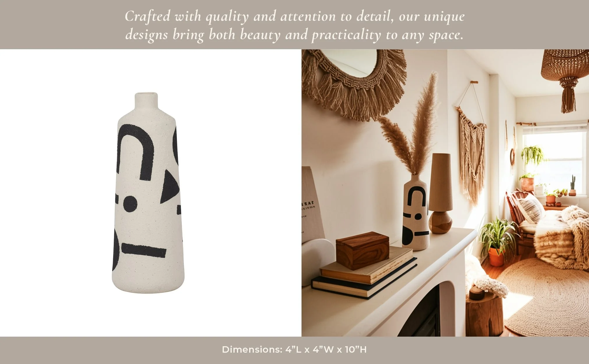 Cer, 10" Funky Vase, Ivory/black - Image 12