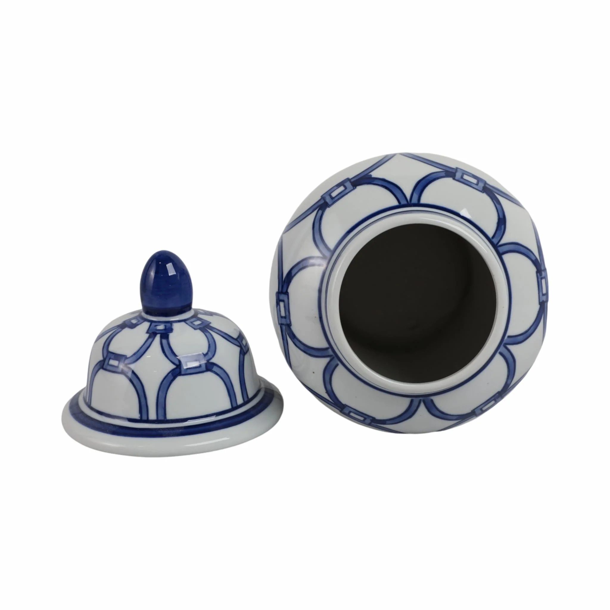 Cer, 10" Links Temple Jar, Blue/white - Image 6