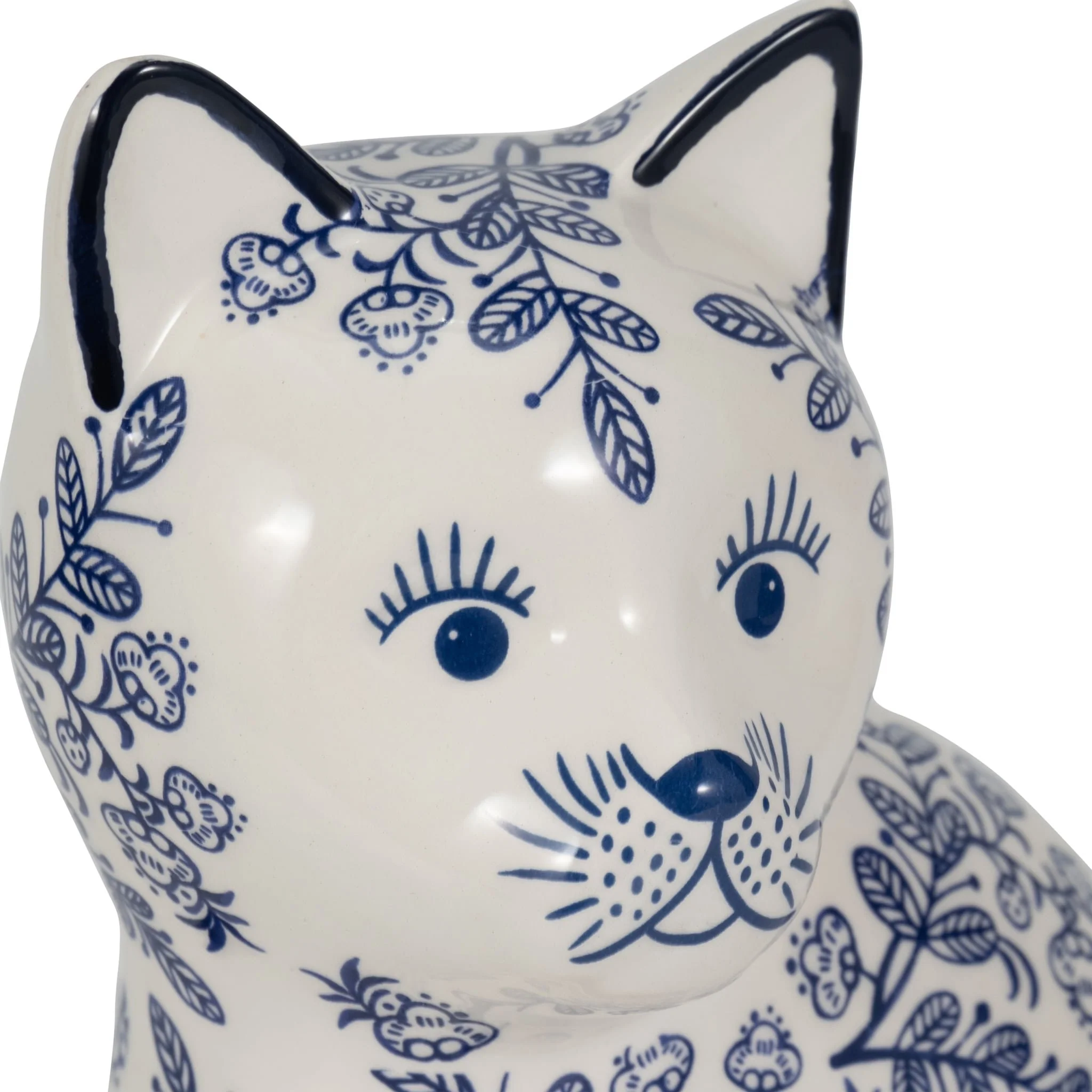 Cer, 10" Sitting Chinoiserie Cat, Blue/white - Image 5