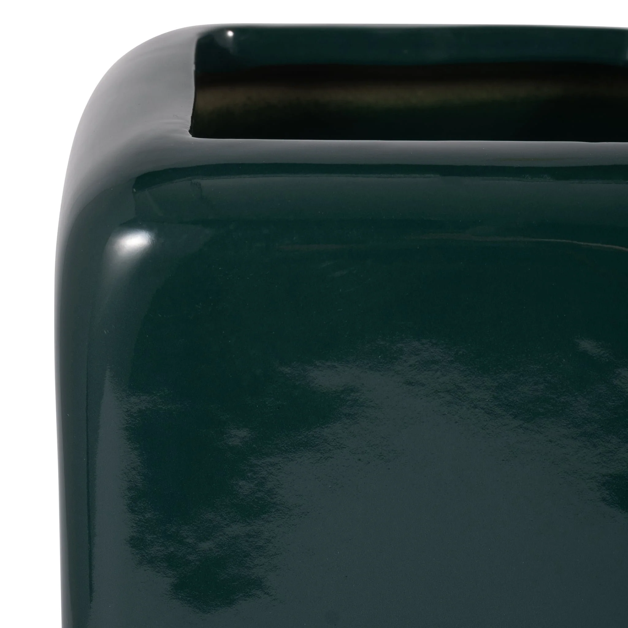 Cer, 10" Squared Grooved Vase, Forest Green - Image 4