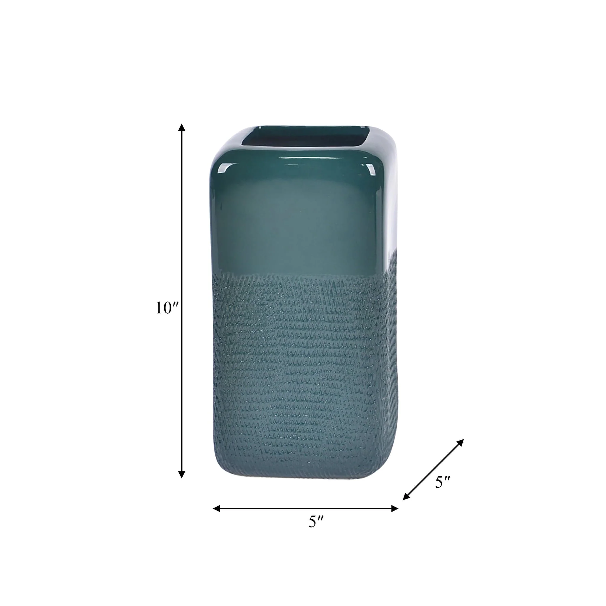 Cer, 10" Squared Grooved Vase, Forest Green - Image 8
