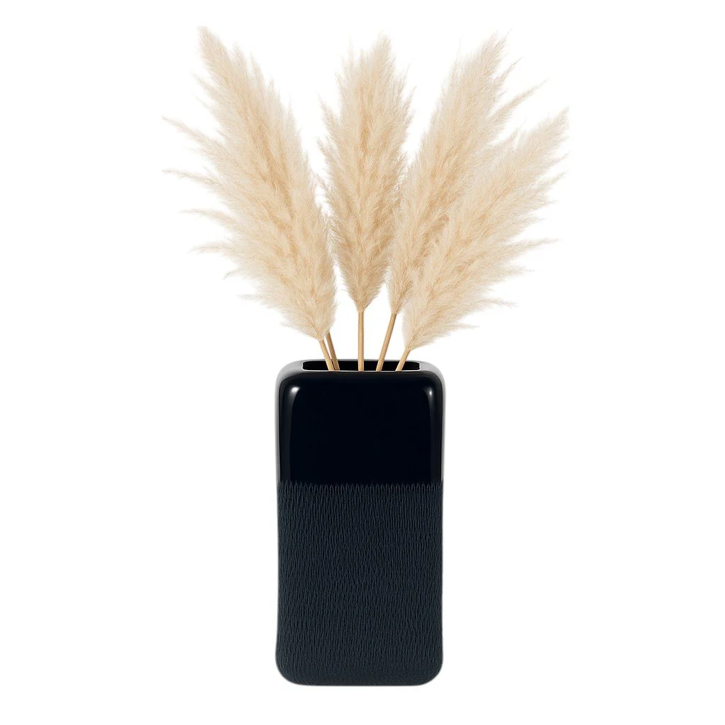 Cer, 10" Squared Grooved Vase, Navy Blue - Image 2