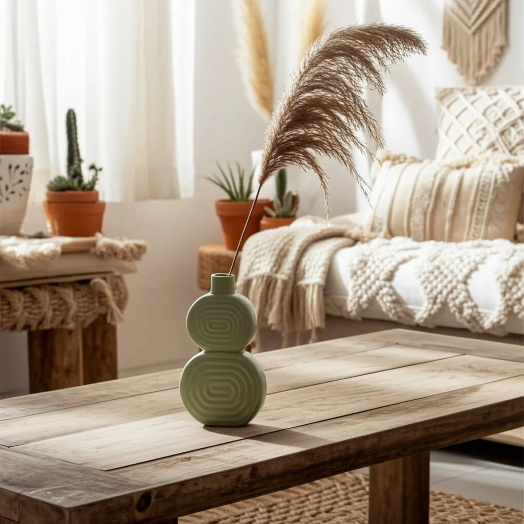 Cer, 10" Stacked Circles Vase, Cucumber - Image 12