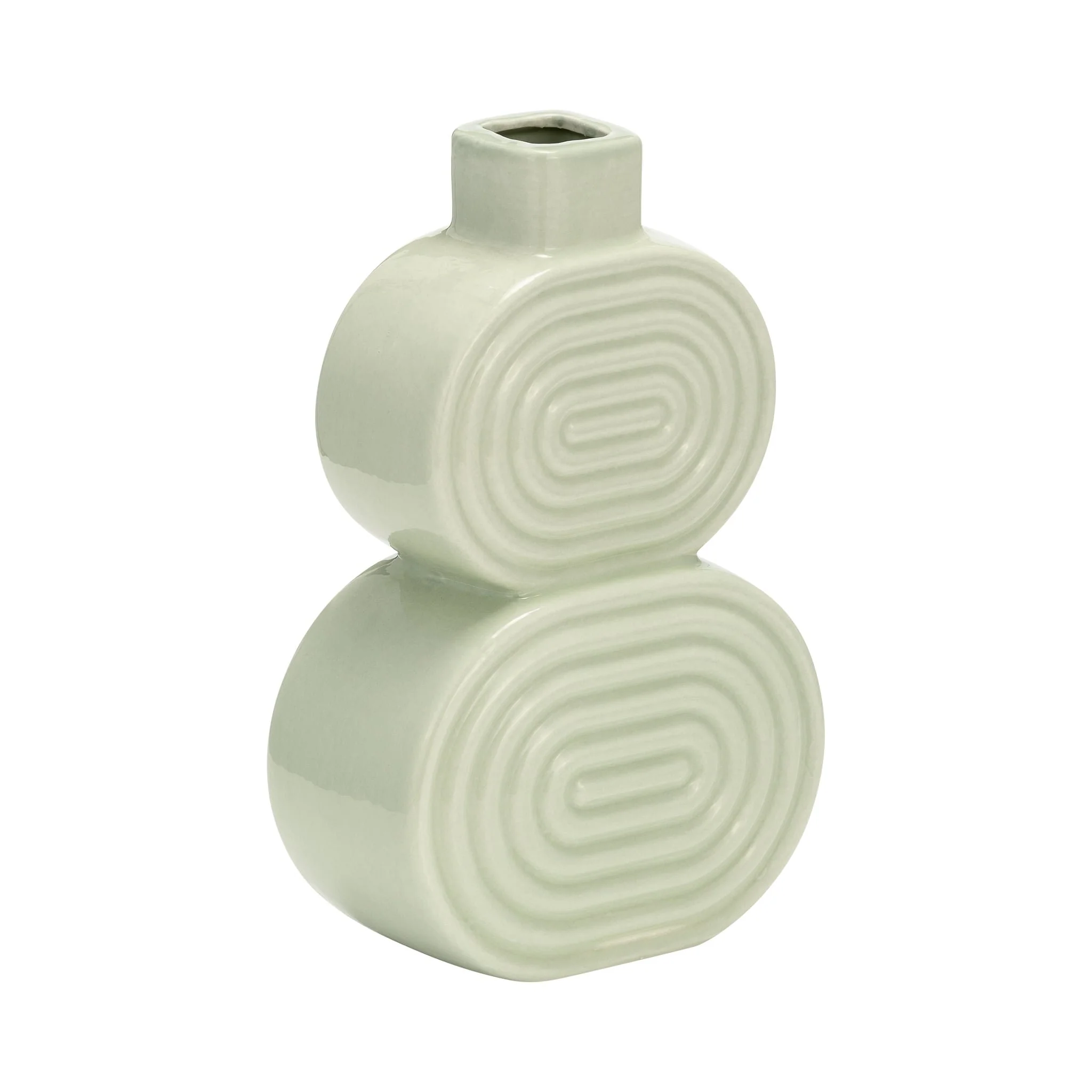 Cer, 10" Stacked Circles Vase, Cucumber - Image 3
