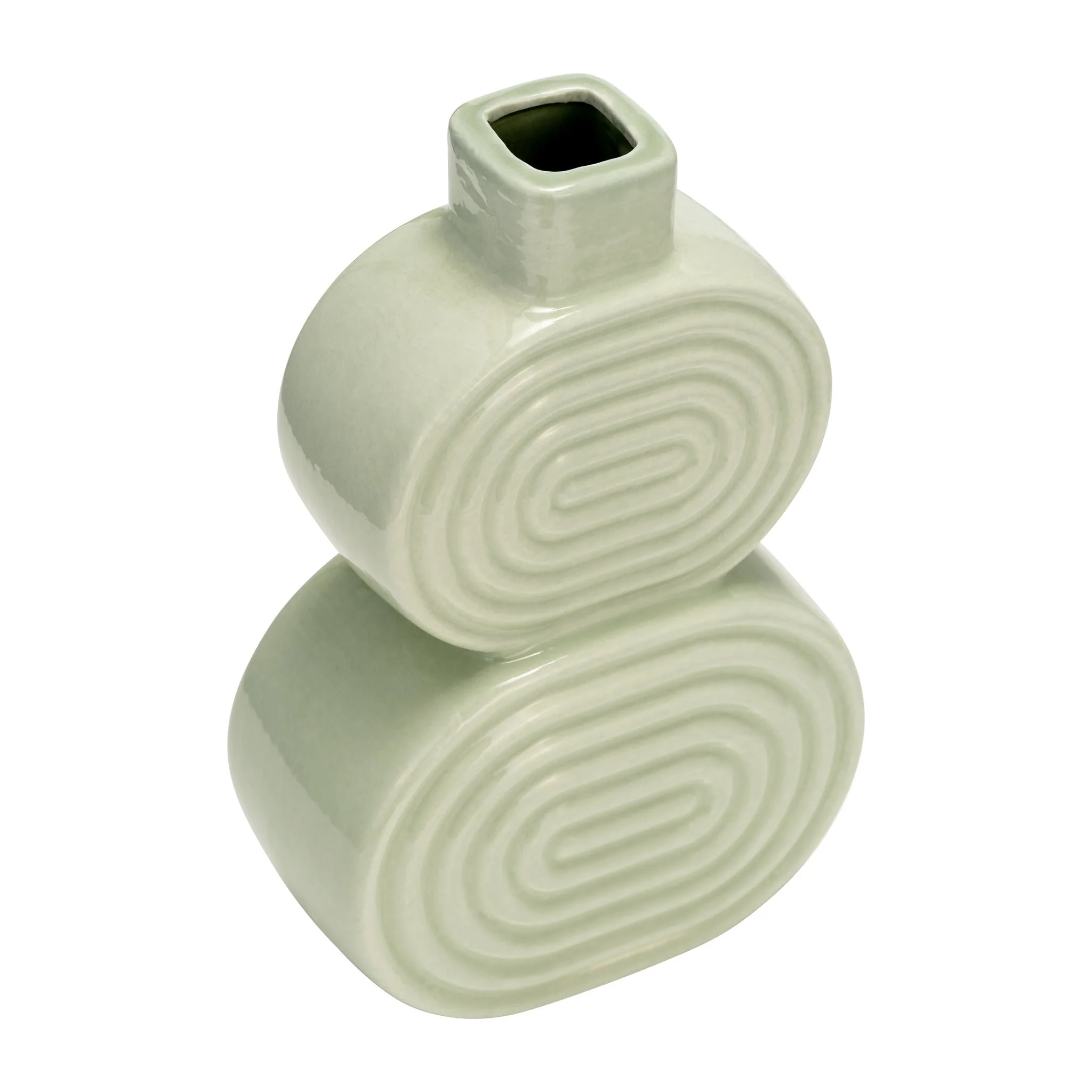 Cer, 10" Stacked Circles Vase, Cucumber - Image 5