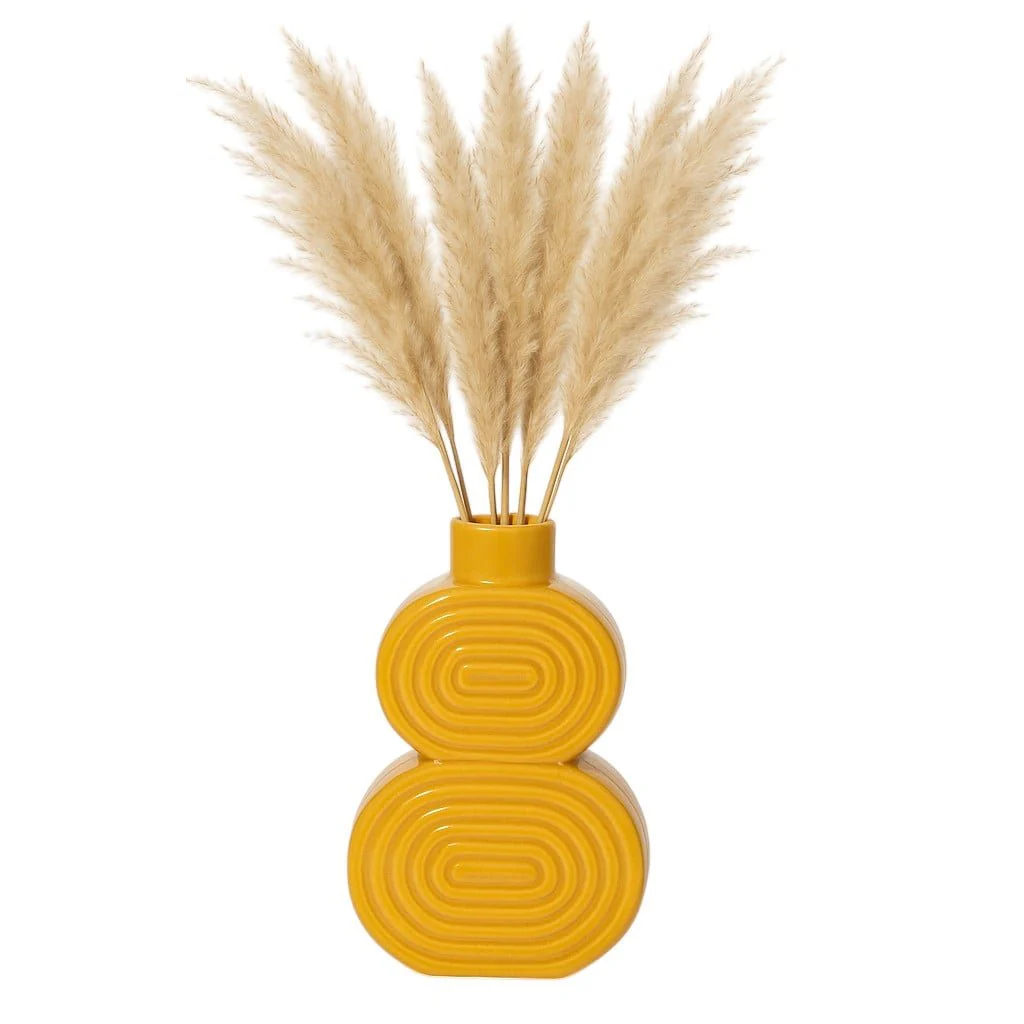Cer, 10" Stacked Circles Vase, Mustard Gold - Image 2