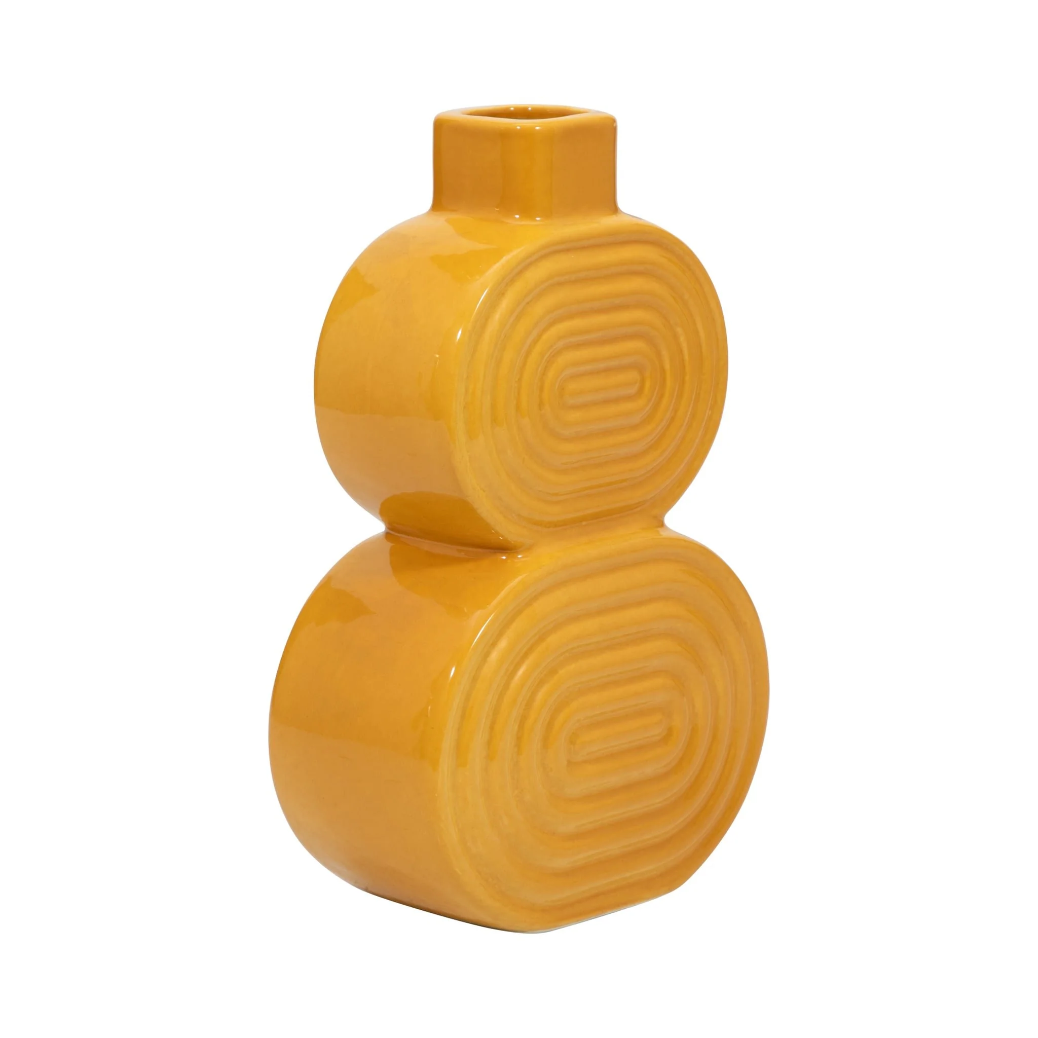 Cer, 10" Stacked Circles Vase, Mustard Gold - Image 3