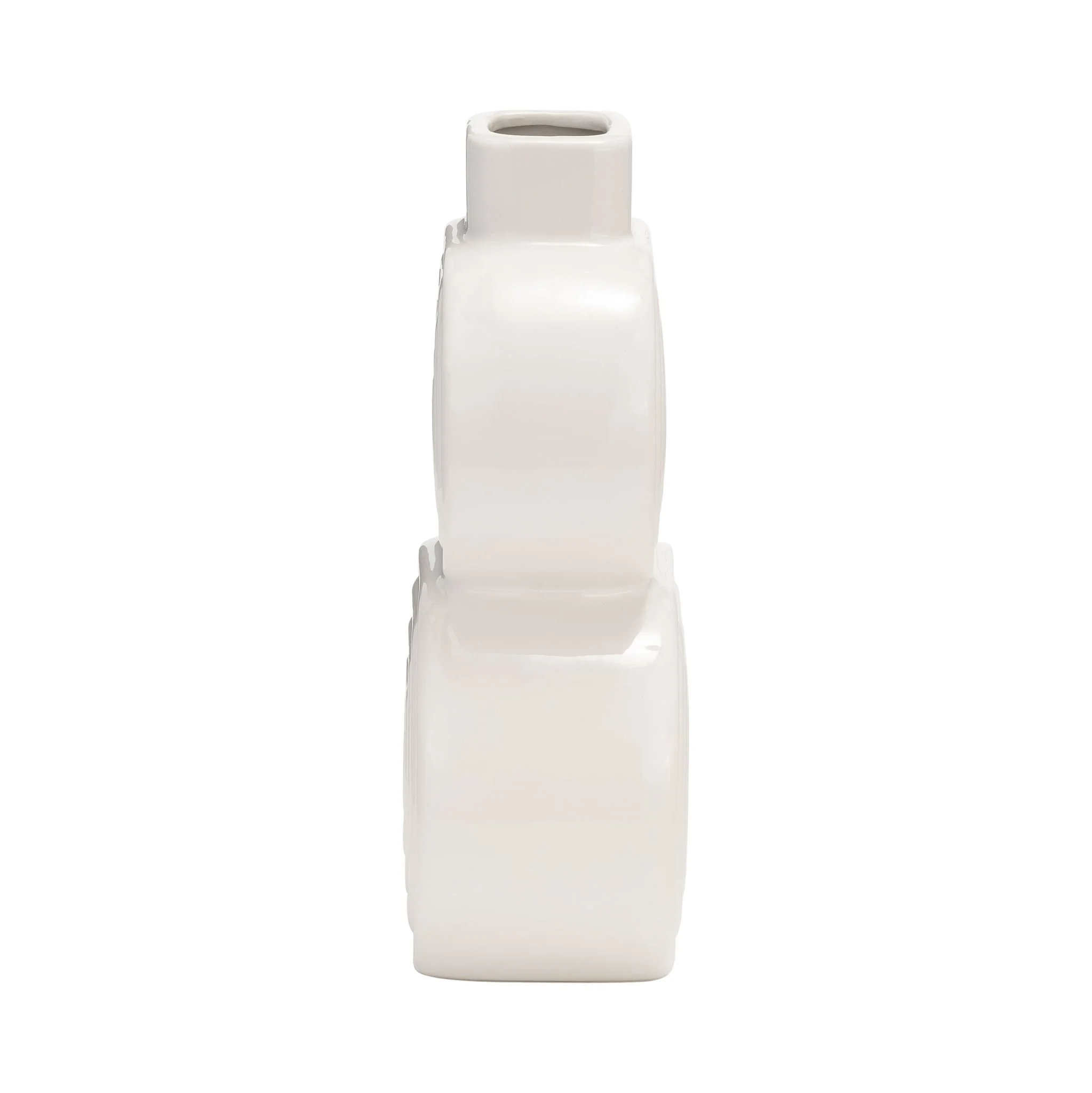 Cer, 10" Stacked Circles Vase, White - Image 4