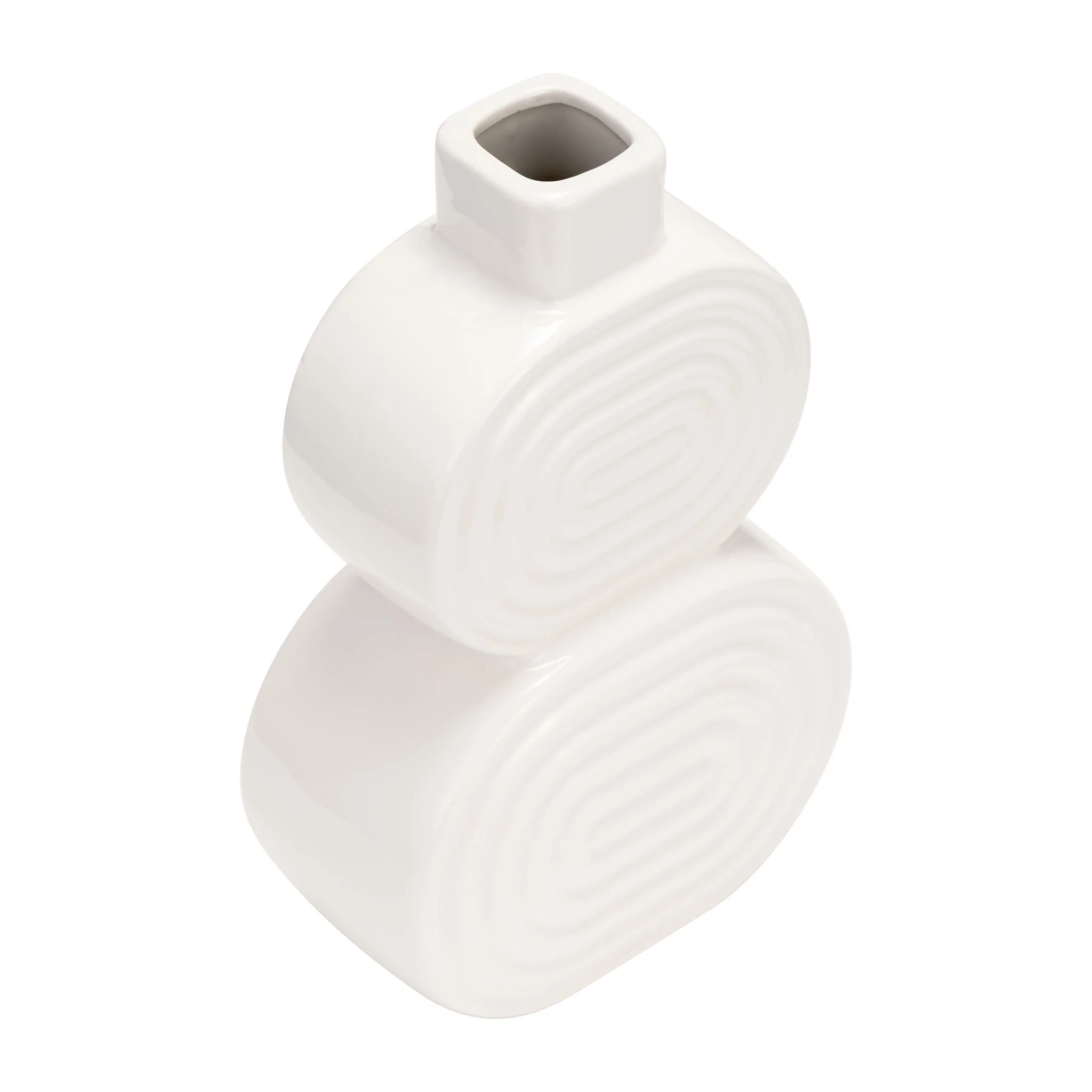 Cer, 10" Stacked Circles Vase, White - Image 5