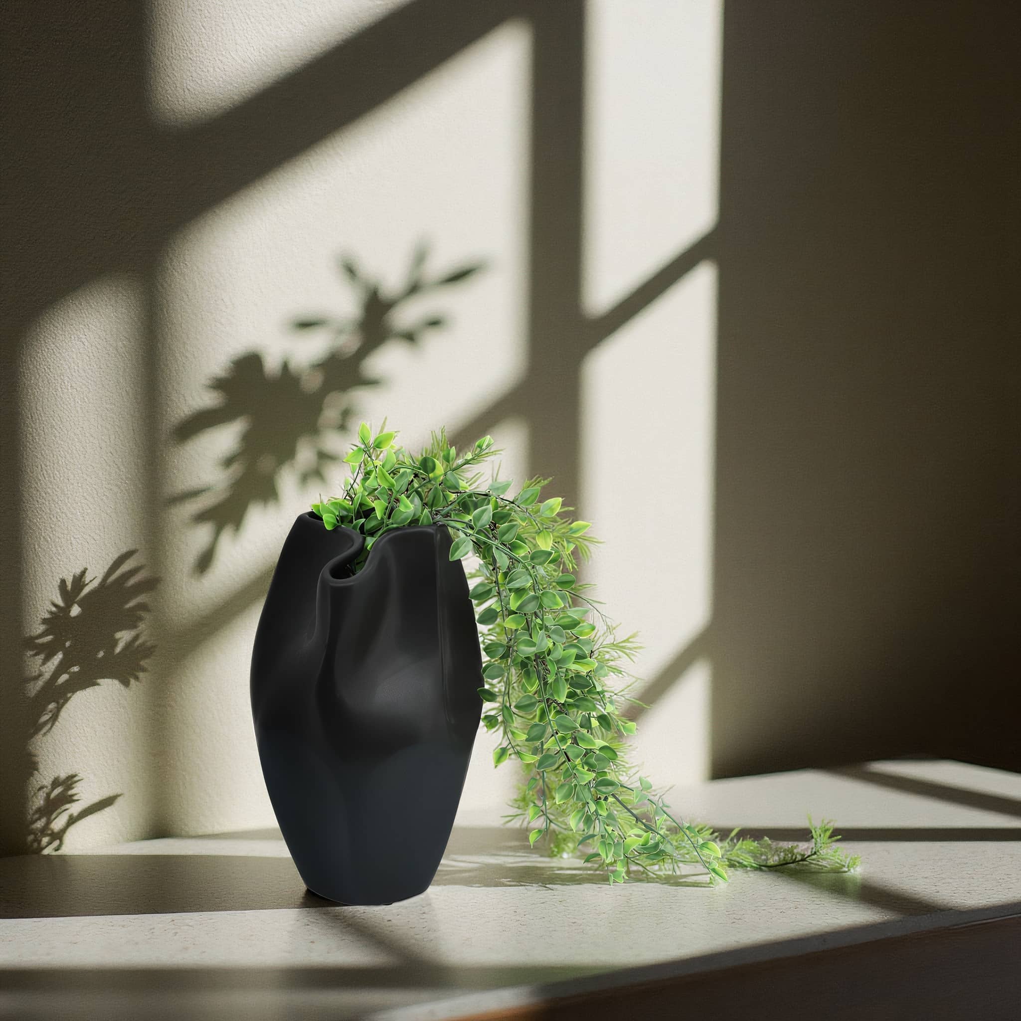 Cer, 10"h Abstract Vase, Black - Image 5