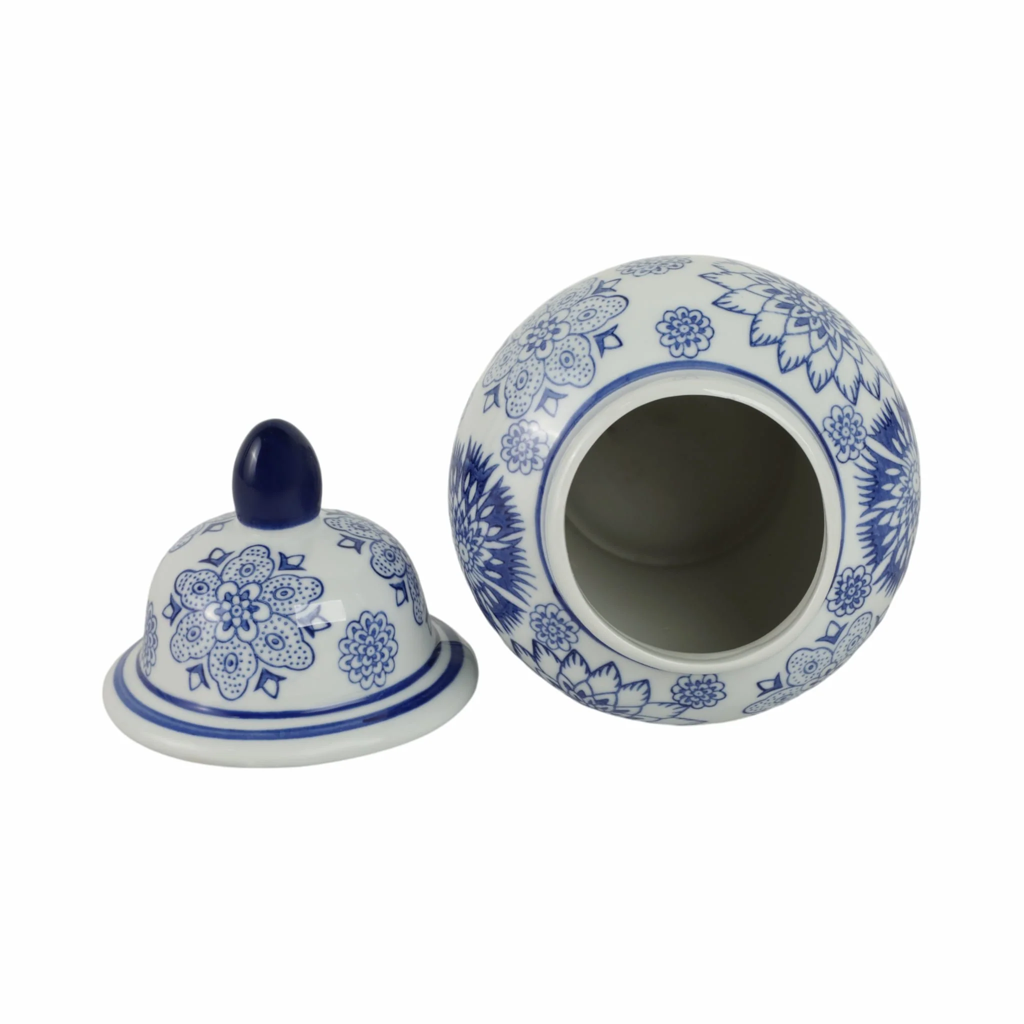 Cer, 10"h Asstd Flowers Temple Jar, Blue - Image 6