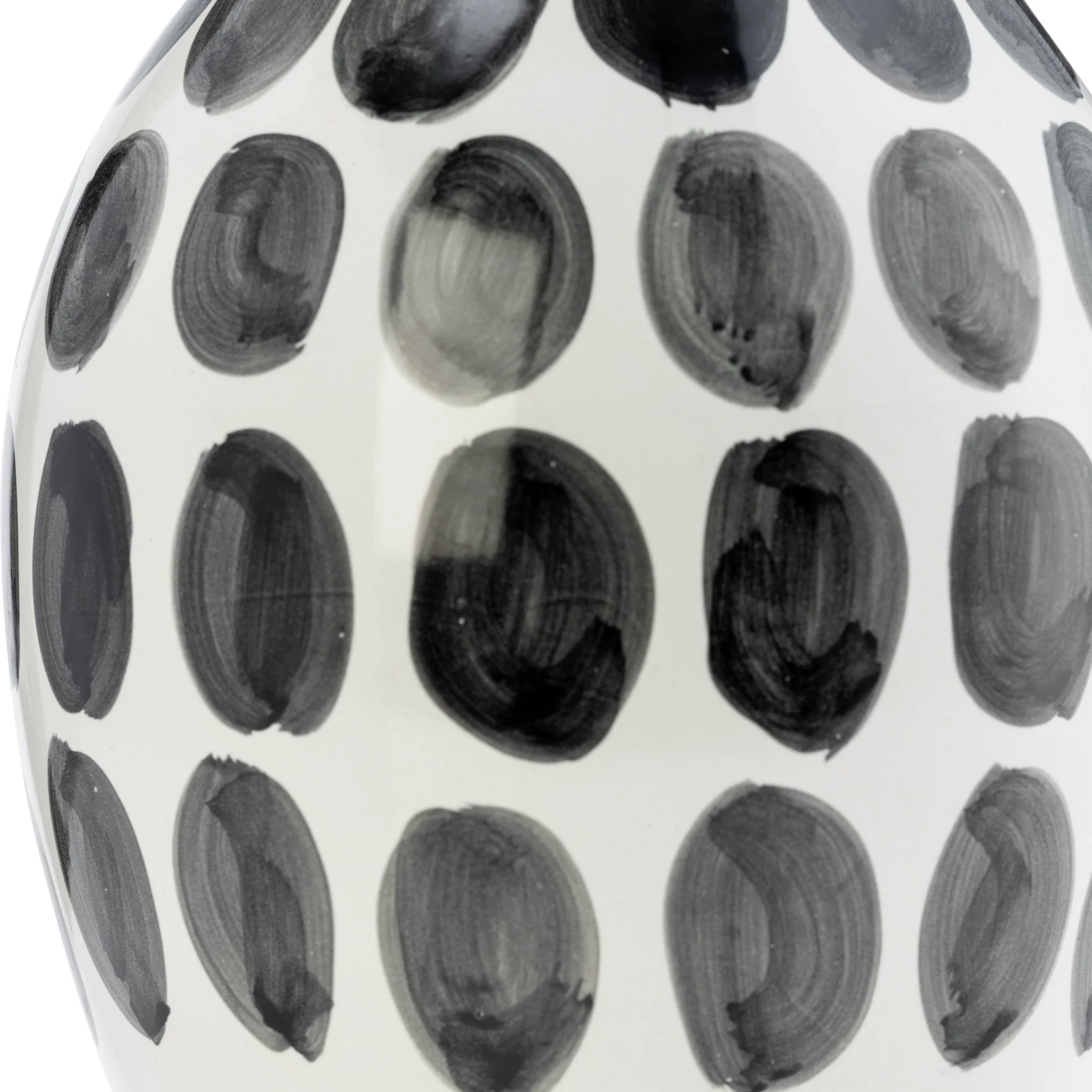 Cer, 10"h Blk Polk-a-dot Flower Vase, White - Image 7