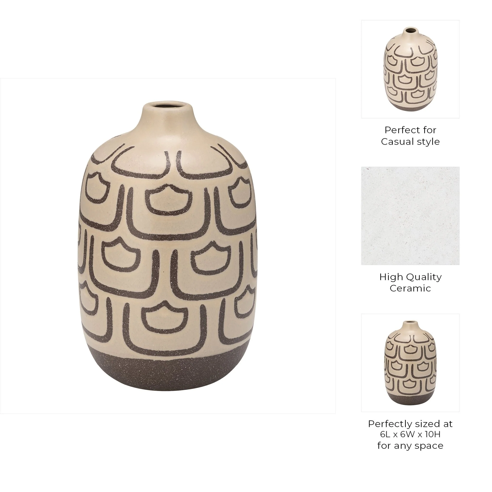 Cer, 10"h Decoractive Vase, Irish Cream - Image 8