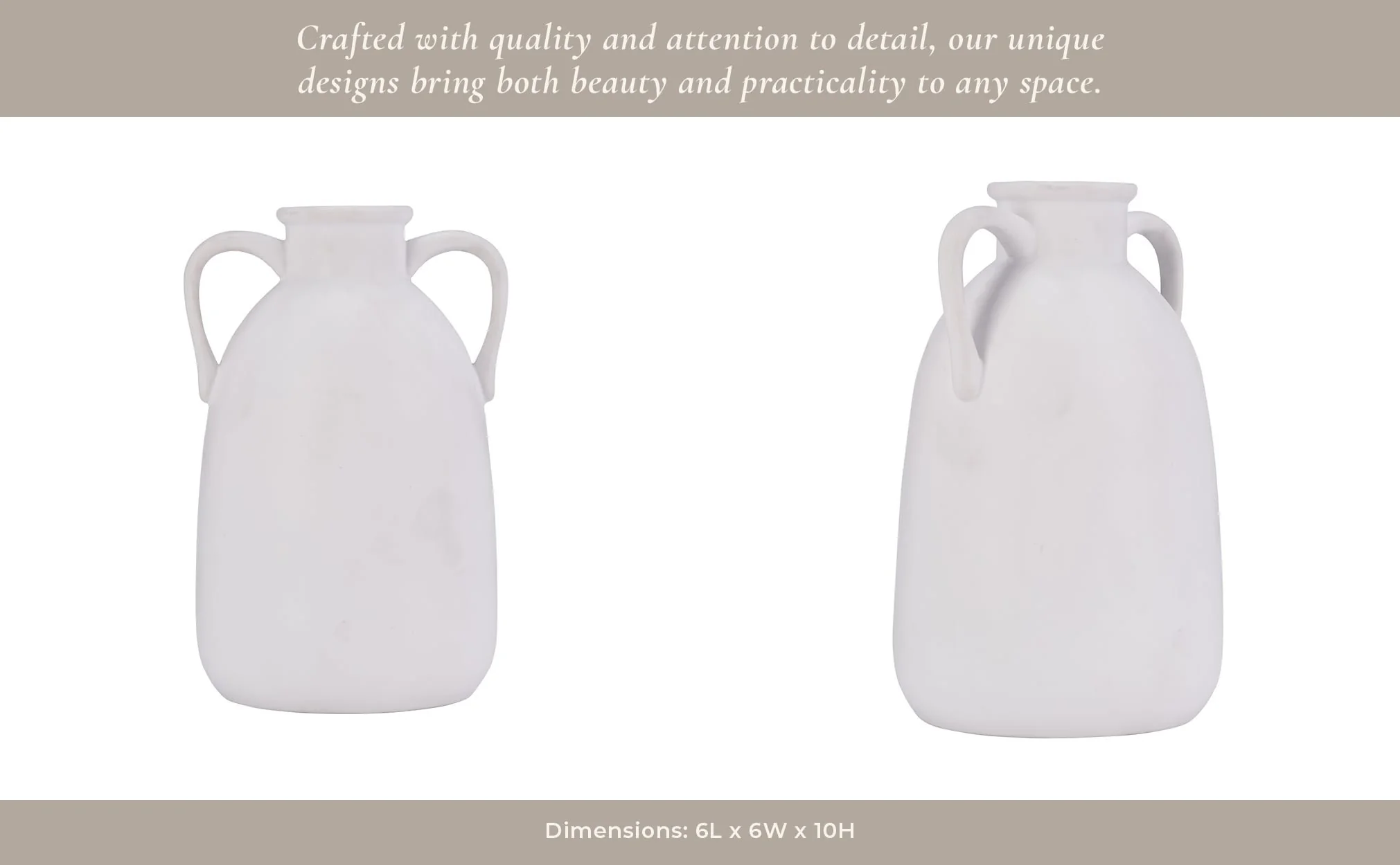 Cer, 10"h Eared Vase, White - Image 15