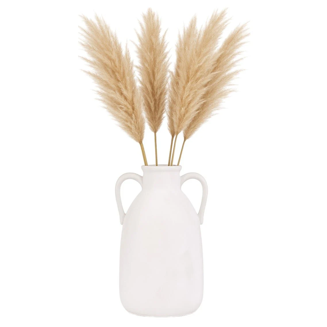 Cer, 10"h Eared Vase, White - Image 2