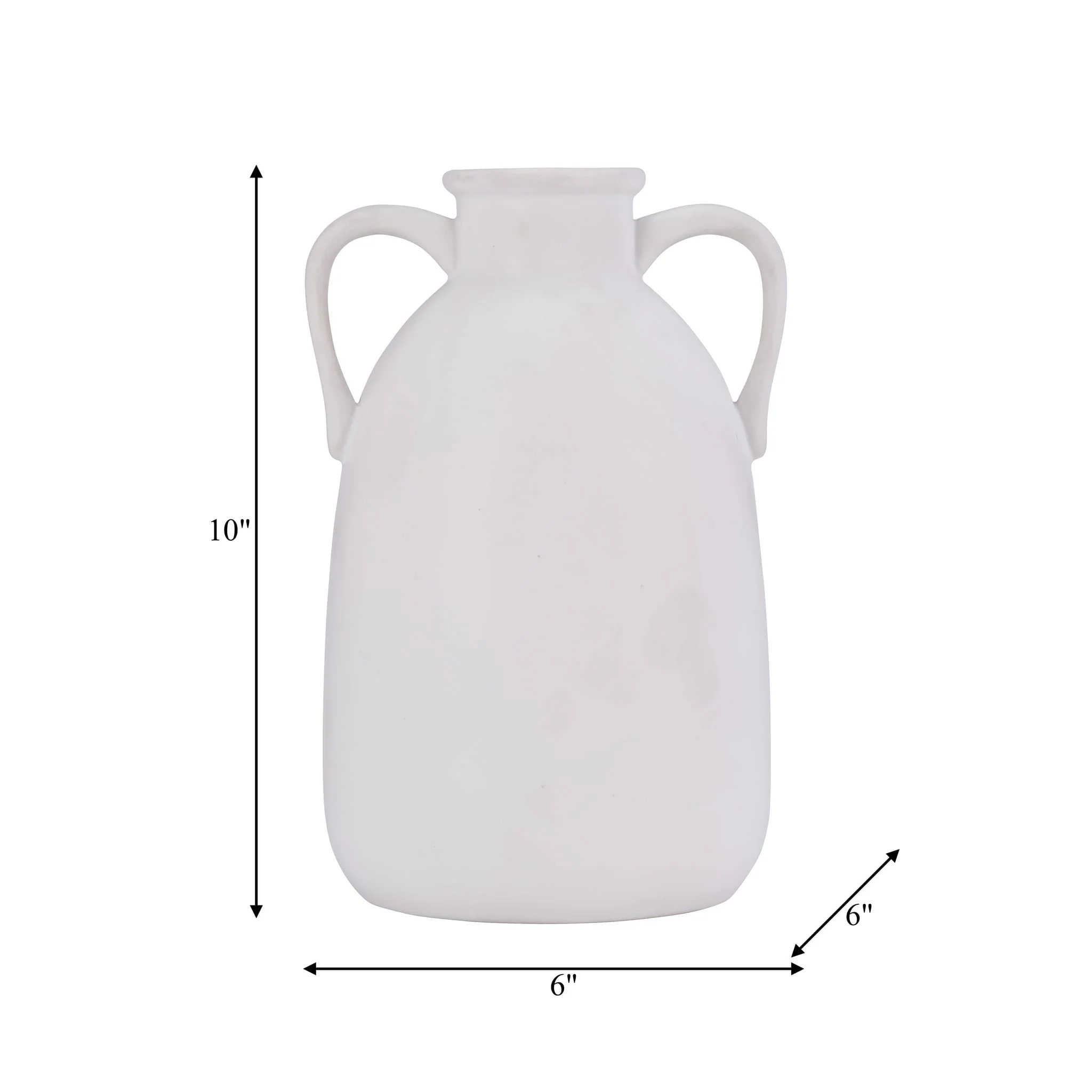 Cer, 10"h Eared Vase, White - Image 9
