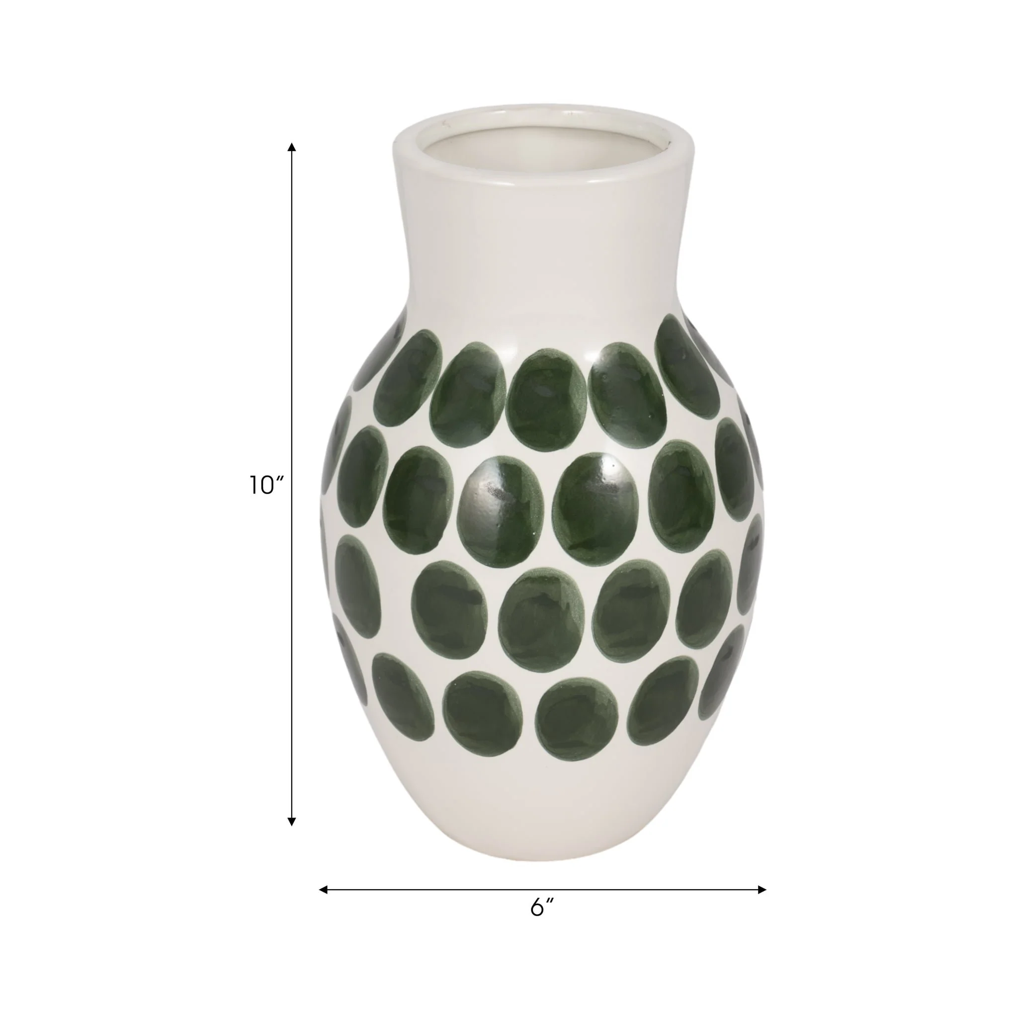 Cer, 10"h Forest Green Polk-a-dot Flower Vase,wht - Image 7