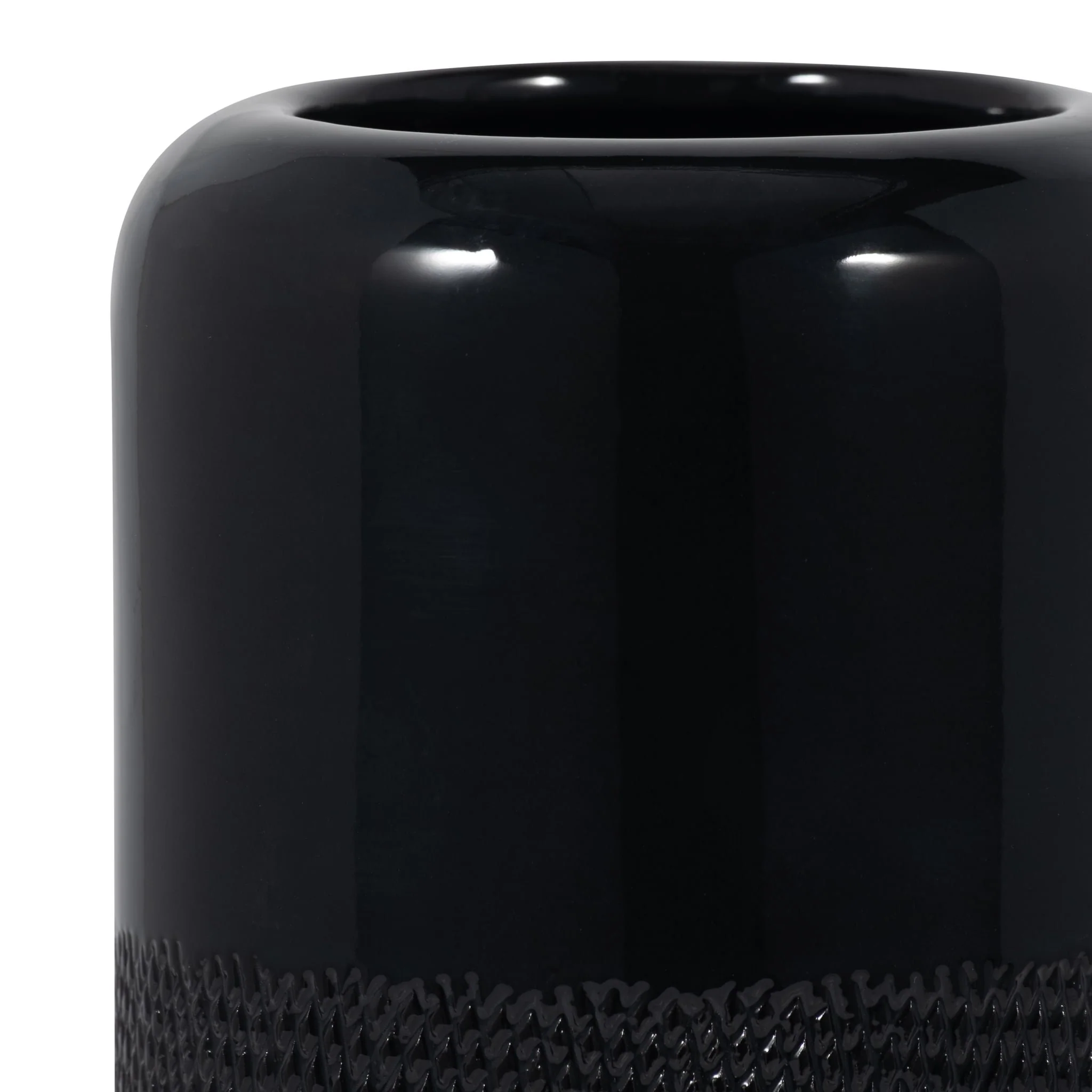 Cer, 10"h Grooved Vase, Black - Image 4