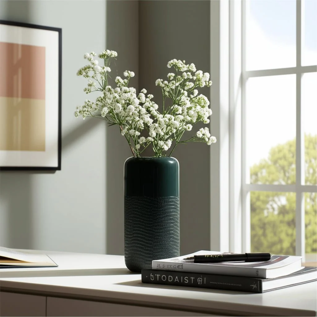 Cer, 10"h Grooved Vase, Forest Green - Image 10