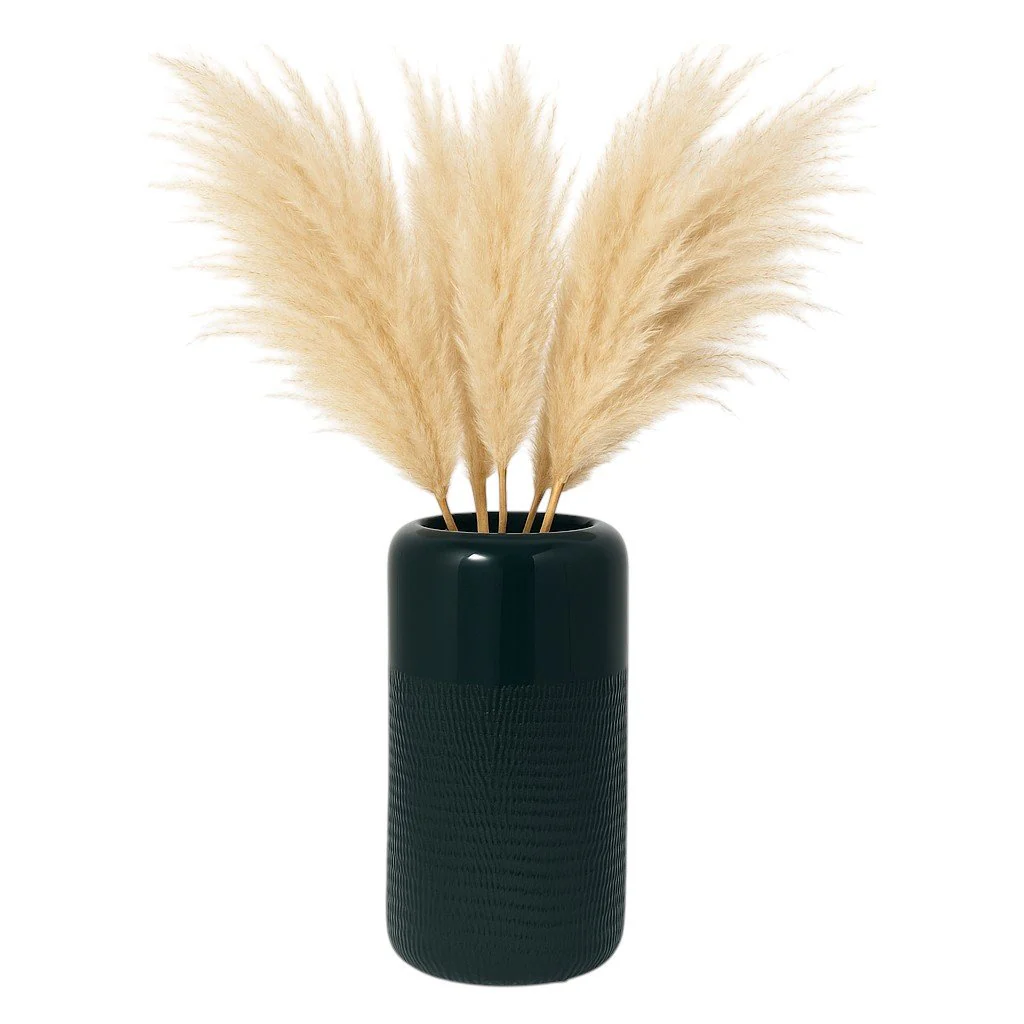 Cer, 10"h Grooved Vase, Forest Green - Image 2