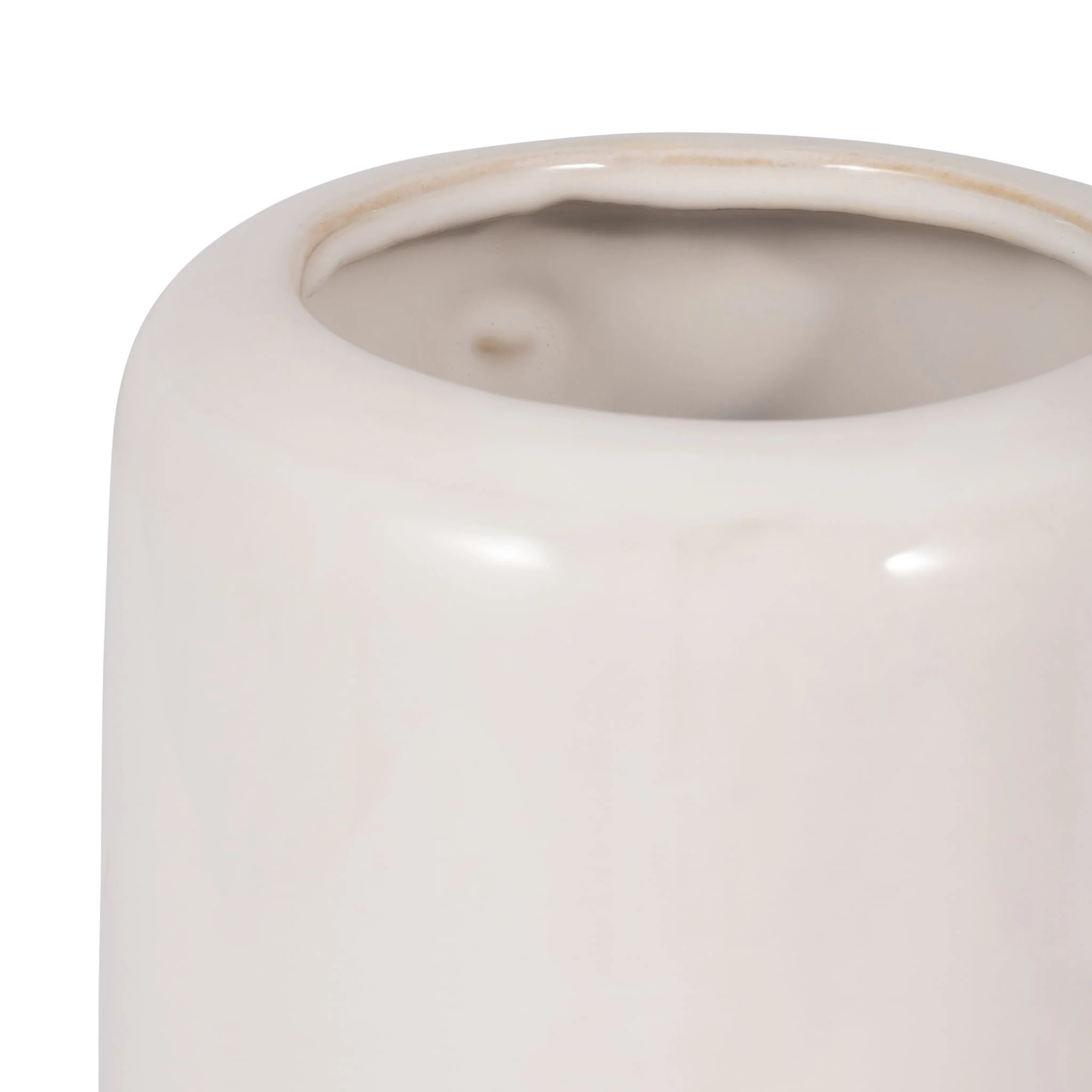 Cer, 10"h Grooved Vase, Ivory - Image 3