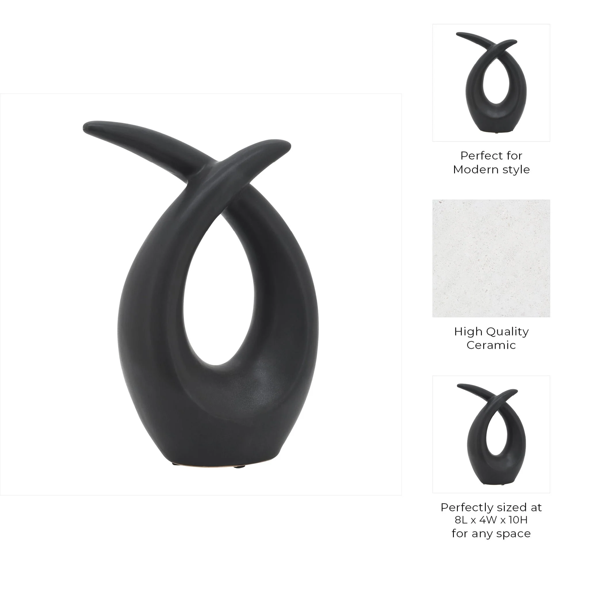 Cer, 10"h Loopy Table Top Accent, Black - Image 8