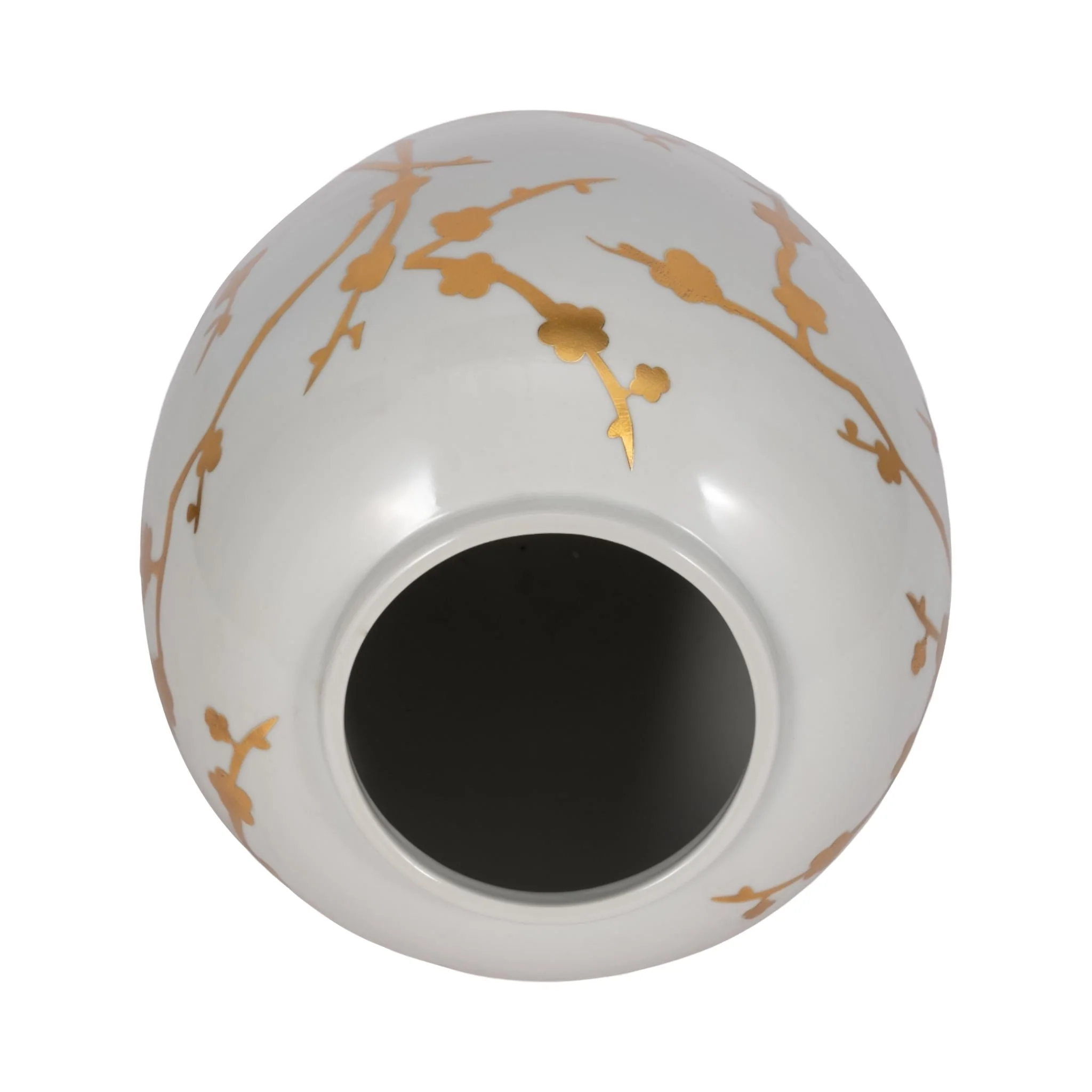 Cer 10"h, Vase W/ Gold Decal, White - Image 5