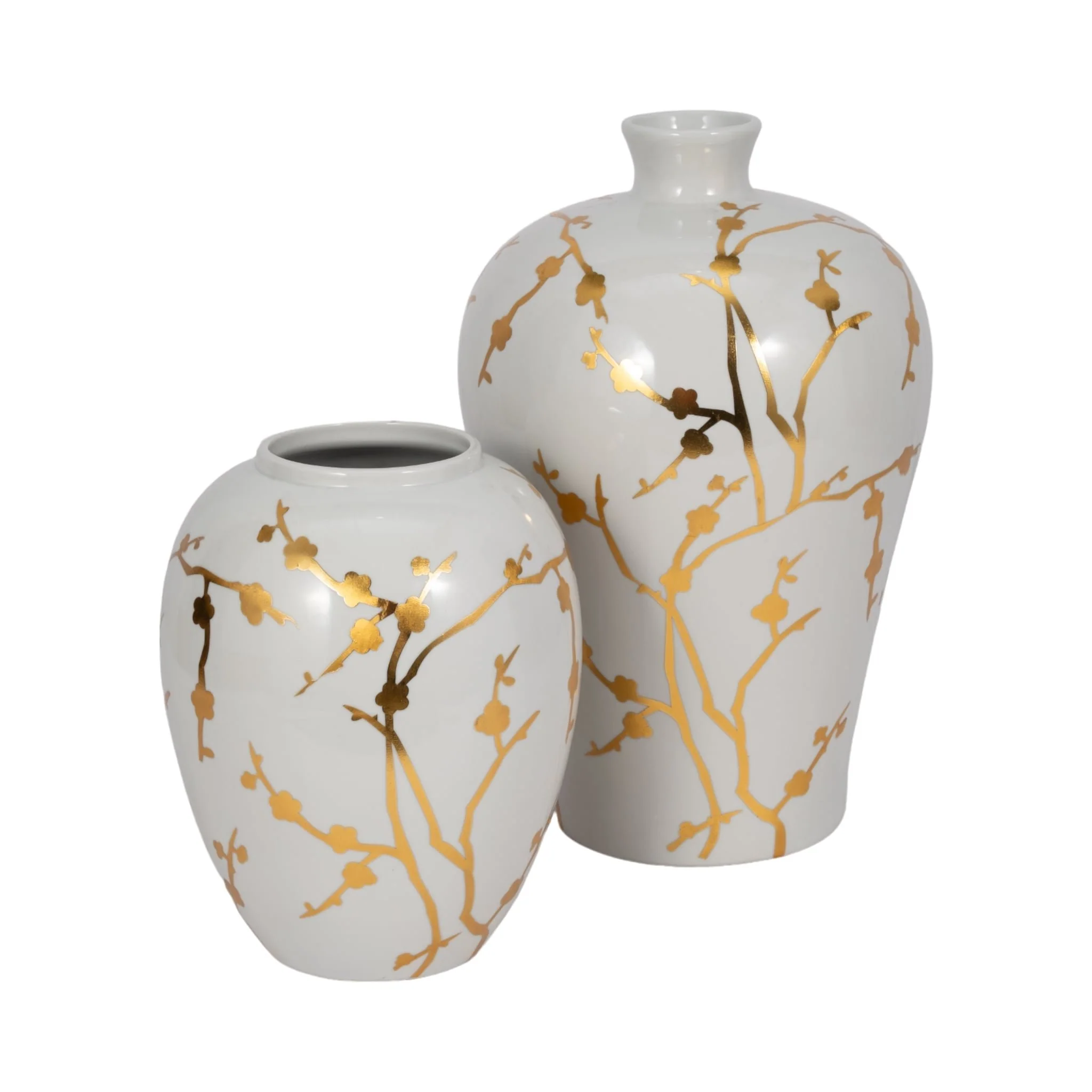 Cer 10"h, Vase W/ Gold Decal, White - Image 7