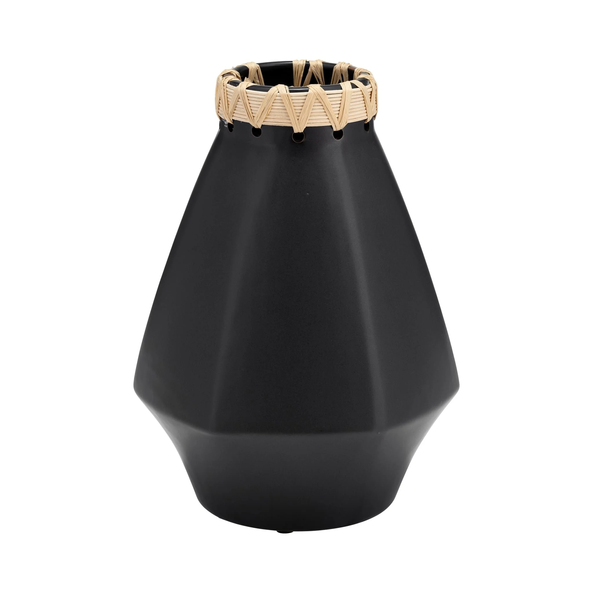 Cer, 10"h Vase W/ Weaving, Black - Image 4