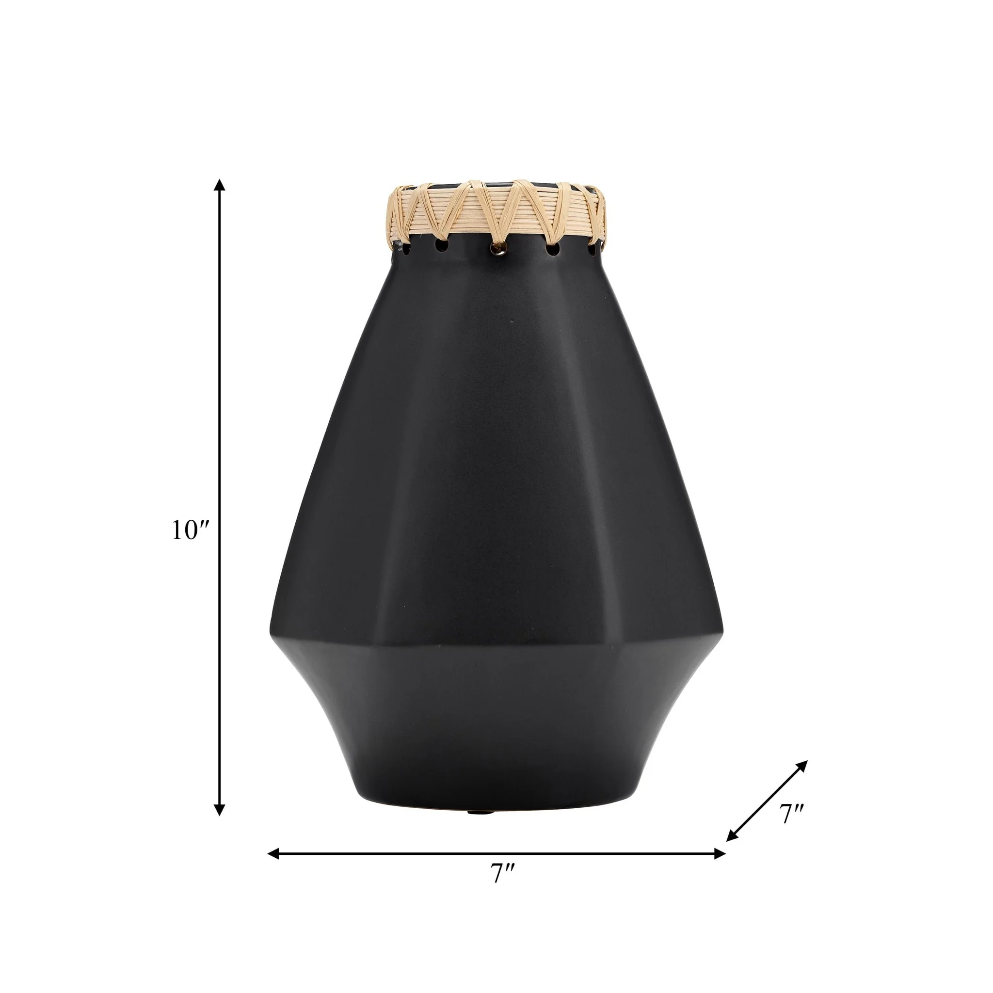 Cer, 10"h Vase W/ Weaving, Black - Image 9