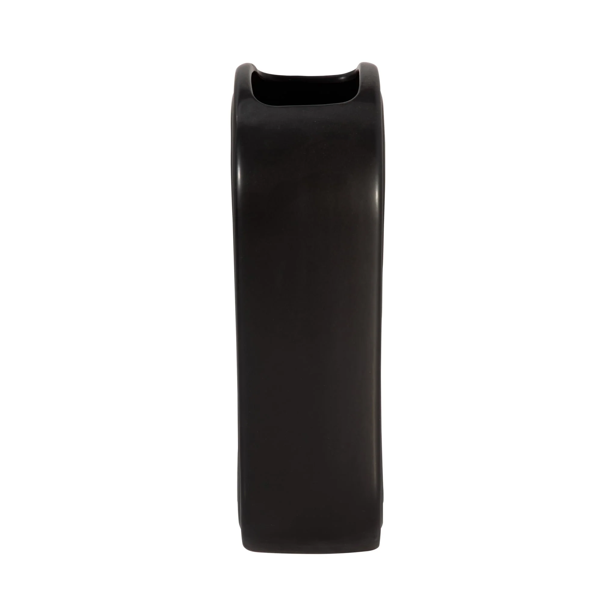 Cer, 11" Oval Ridged Vase, Black - Image 4