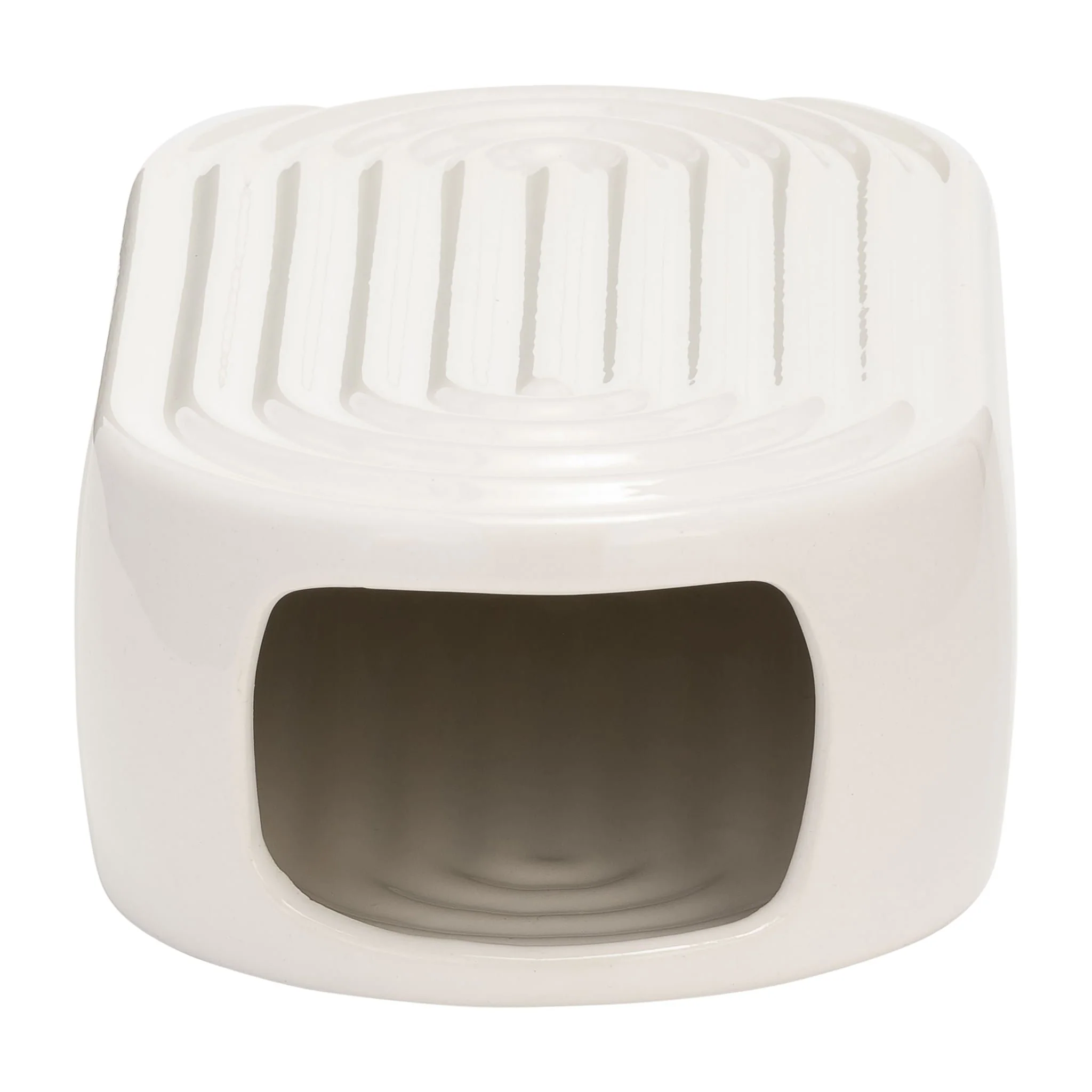 Cer, 11" Oval Ridged Vase, White - Image 6