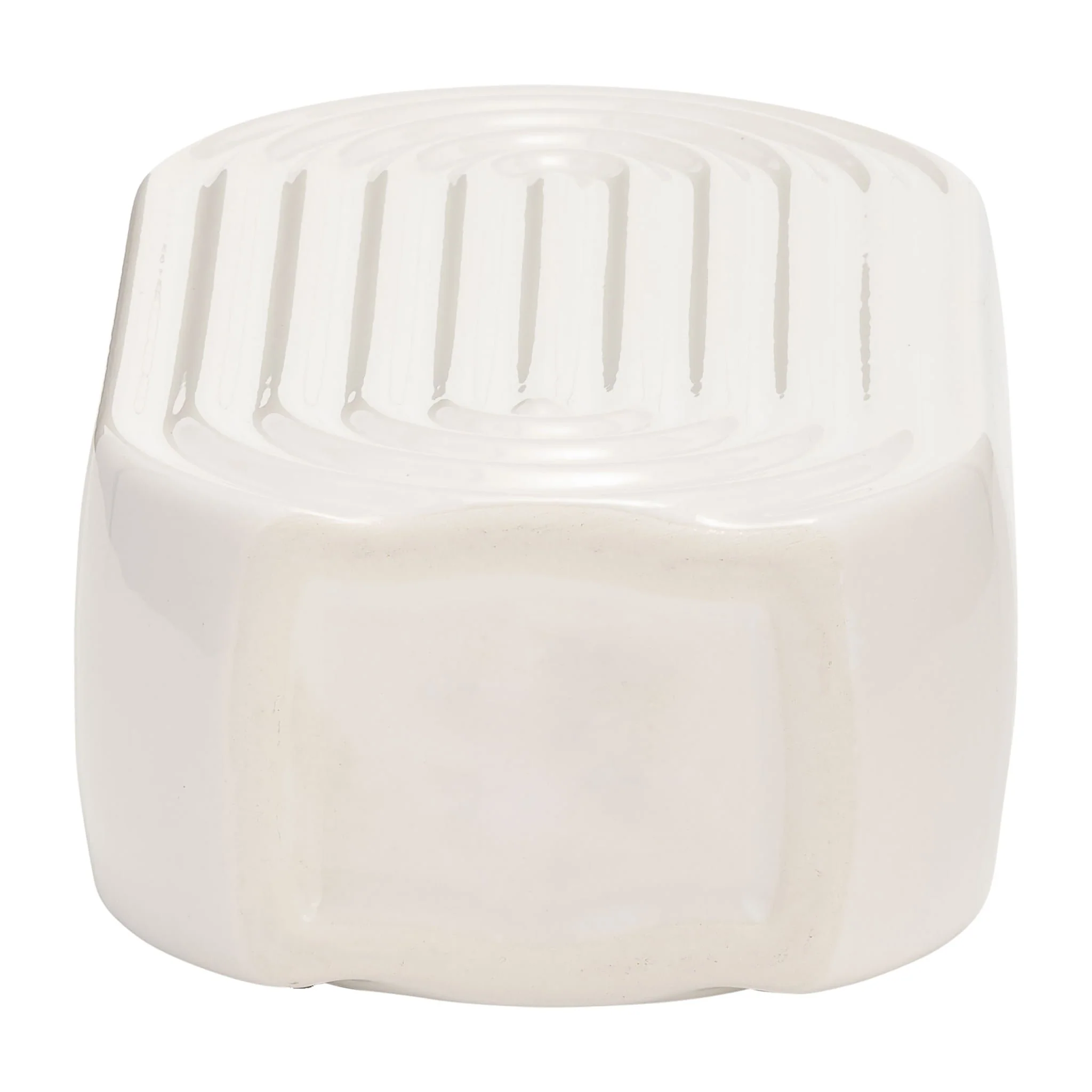 Cer, 11" Oval Ridged Vase, White - Image 7